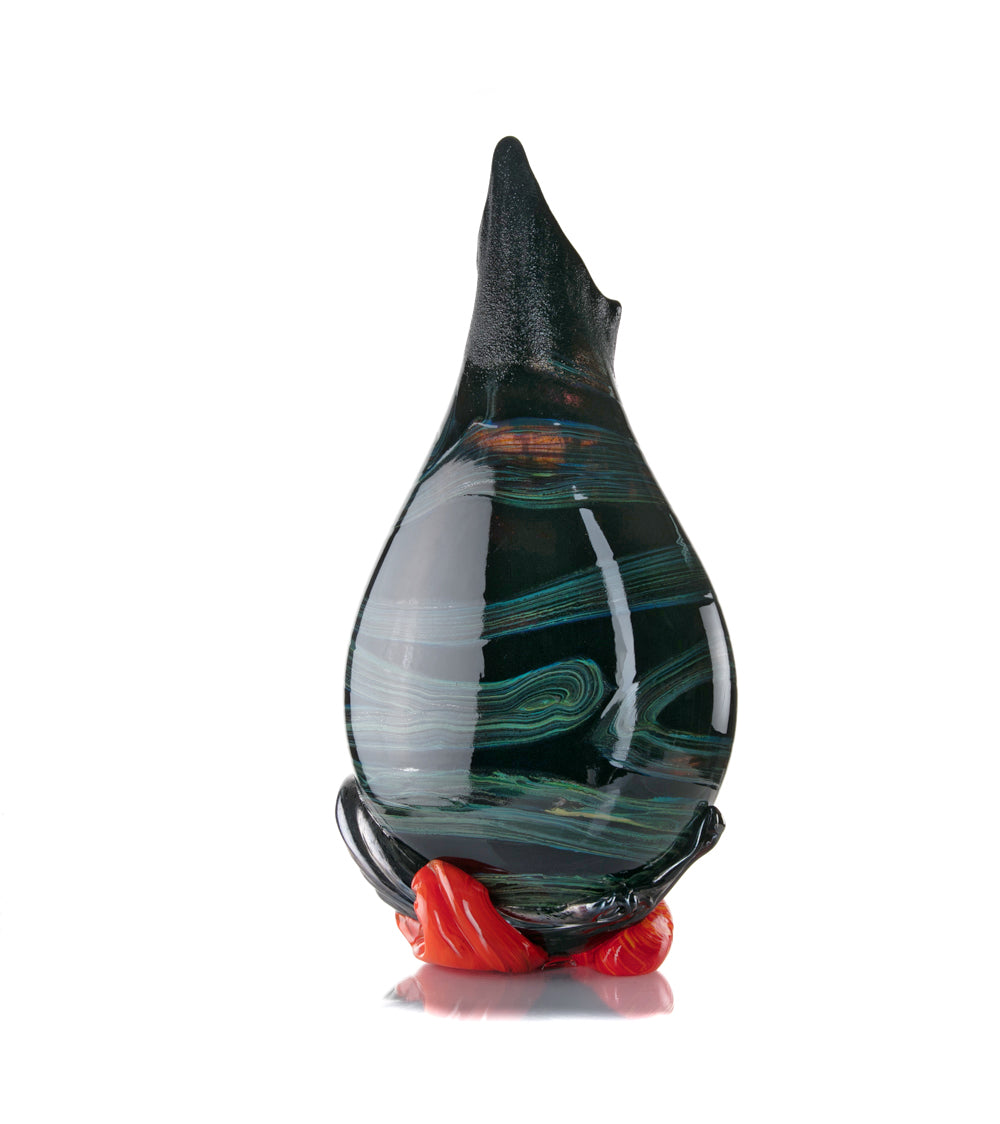 Daniel Moe Black Lava Trail 1 Glass Vessel - Modern Home Decor, Unique Centerpiece for Dining Table, Living Room, or Office