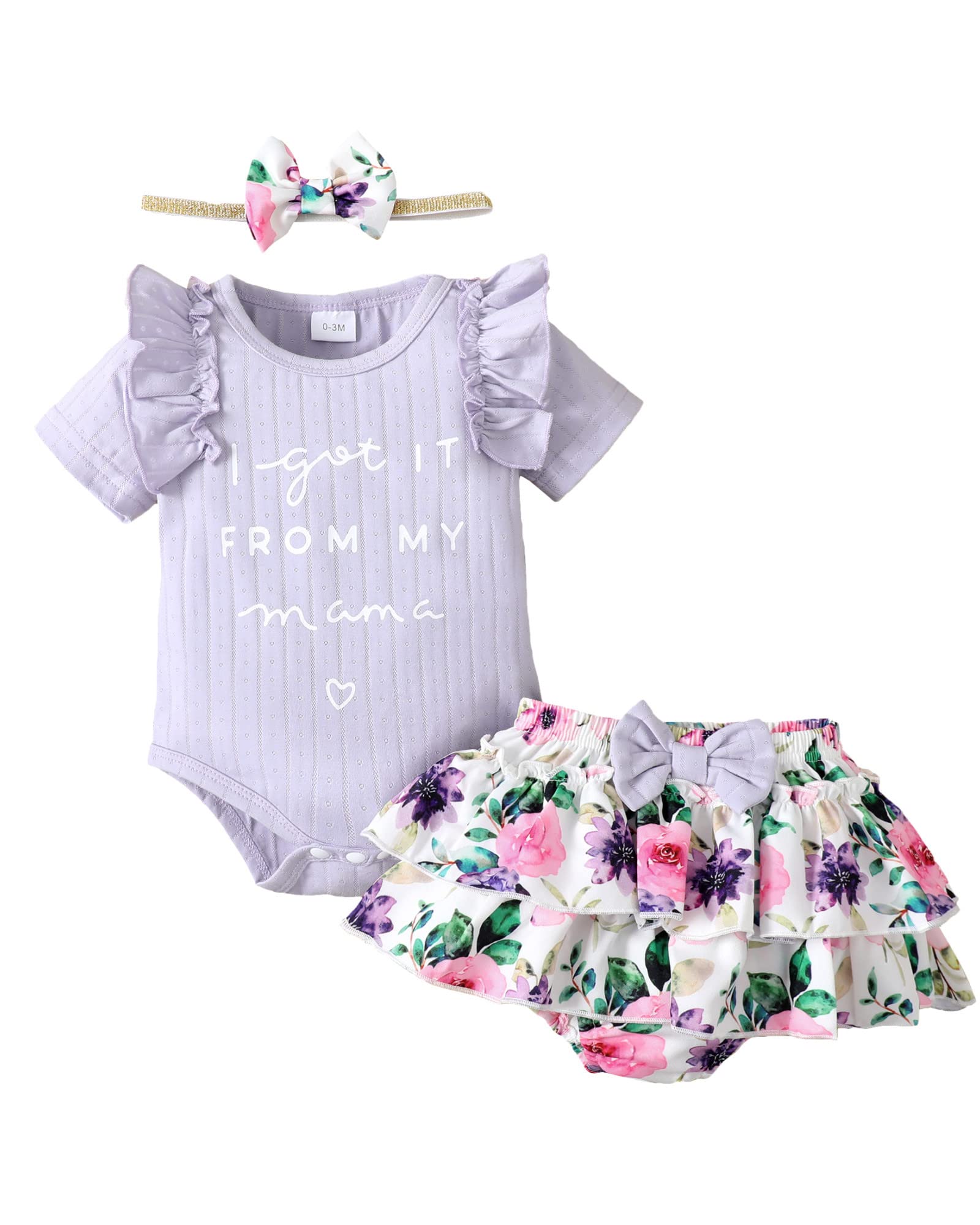 Mioglrie Newborn Baby Girl Clothes Set - Floral Romper & Shorts Outfit for Summer | Cute Infant Toddler Outfits | Perfect for Playdates, Beach Trips & Family Photos