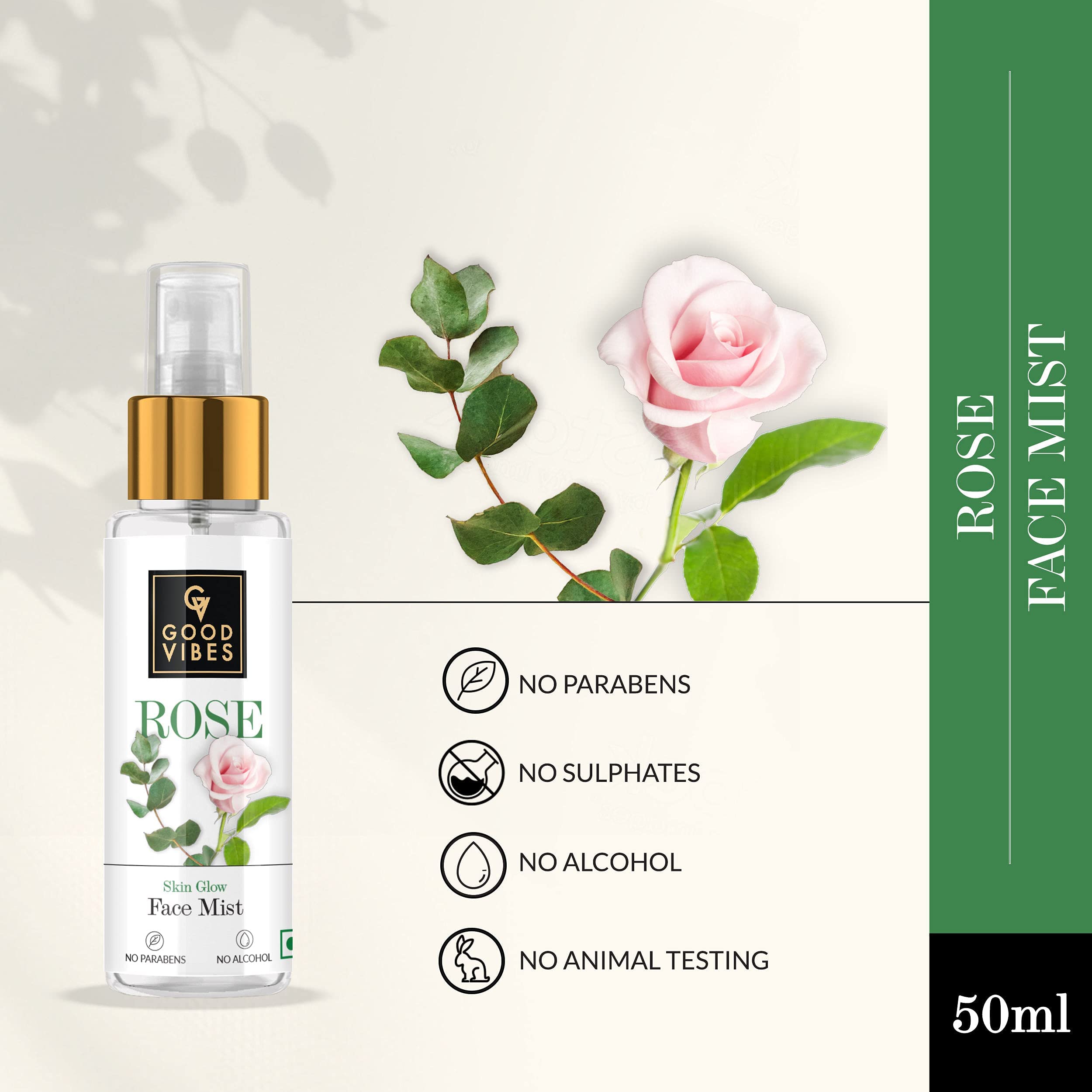 Good Vibes Rose Skin Glow Face Mist (50ml) - Hydrating Facial Spray for Dry Skin, Natural Glow Boost, Vegan & Cruelty-Free - Perfect for Travel, Gym & Daily Skincare Routine
