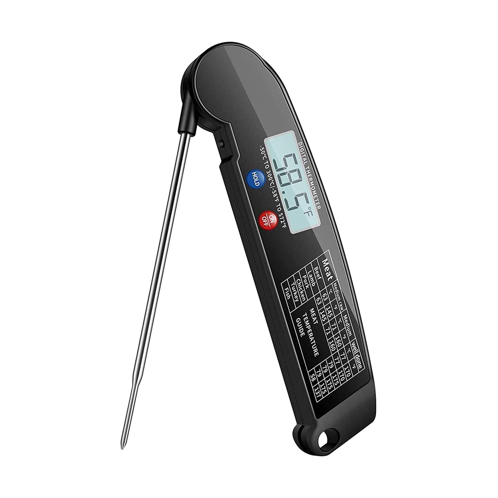 Instant Read Meat Thermometer - Best Waterproof Ultra Fast Digital Food Thermometer with Backlight & Calibration for Kitchen, Outdoor Cooking, BBQ, Grilling, and Baking | Perfect for Steak, Turkey, Candy Making & Home Chefs