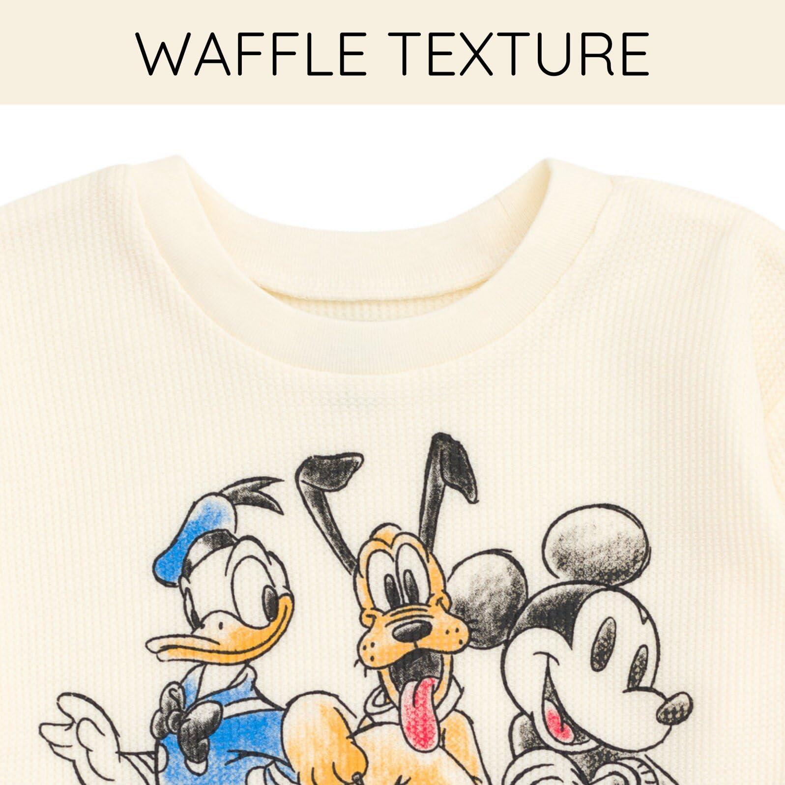 Disney Waffle Knit Pullover Sweatshirt & Jogger Pants Outfit Set for Newborn to Kids (0-3M-5T) - Cozy Winter Loungewear, Playdate Outfits & Family Matching Pajamas