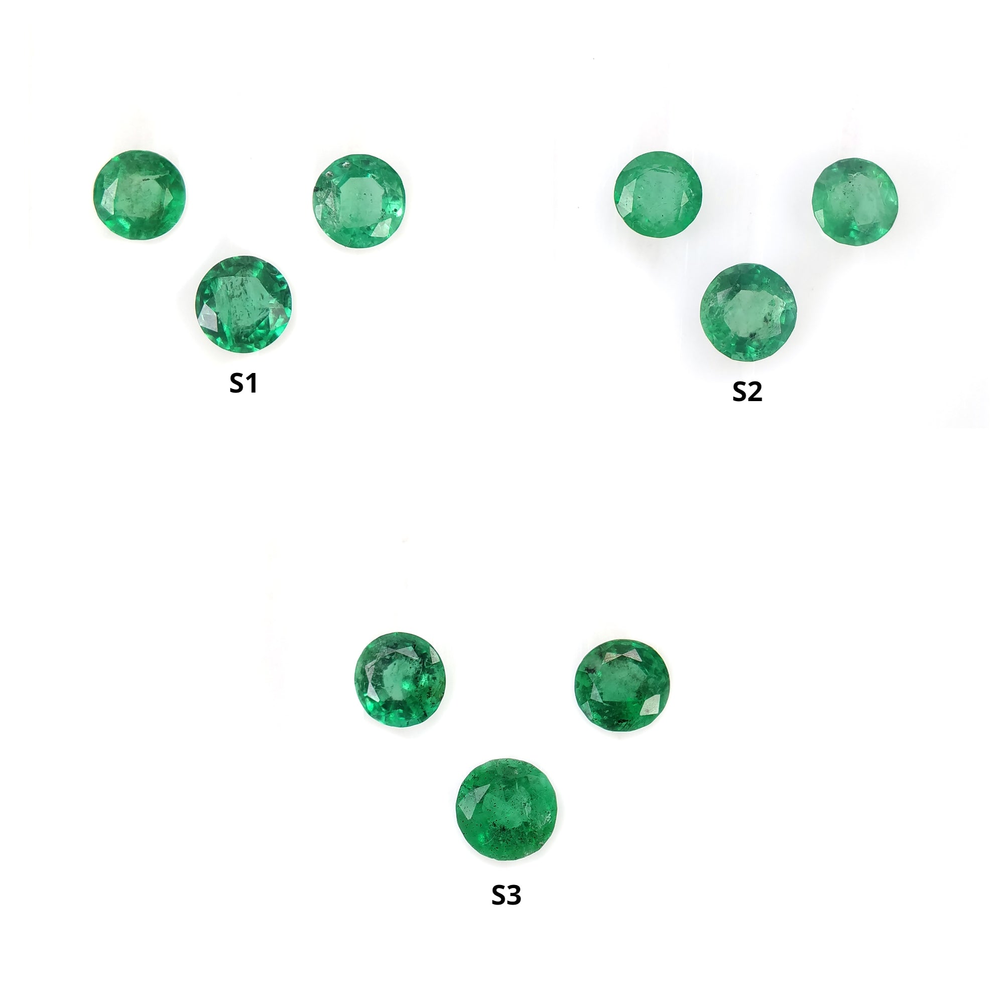 Natural Untreated Green Emerald Gemstone Round Cut 3pc Set - AAA Quality Loose Stones for Rings, Necklaces & Earrings - Perfect for Engagement, Wedding & Gift Jewelry Making