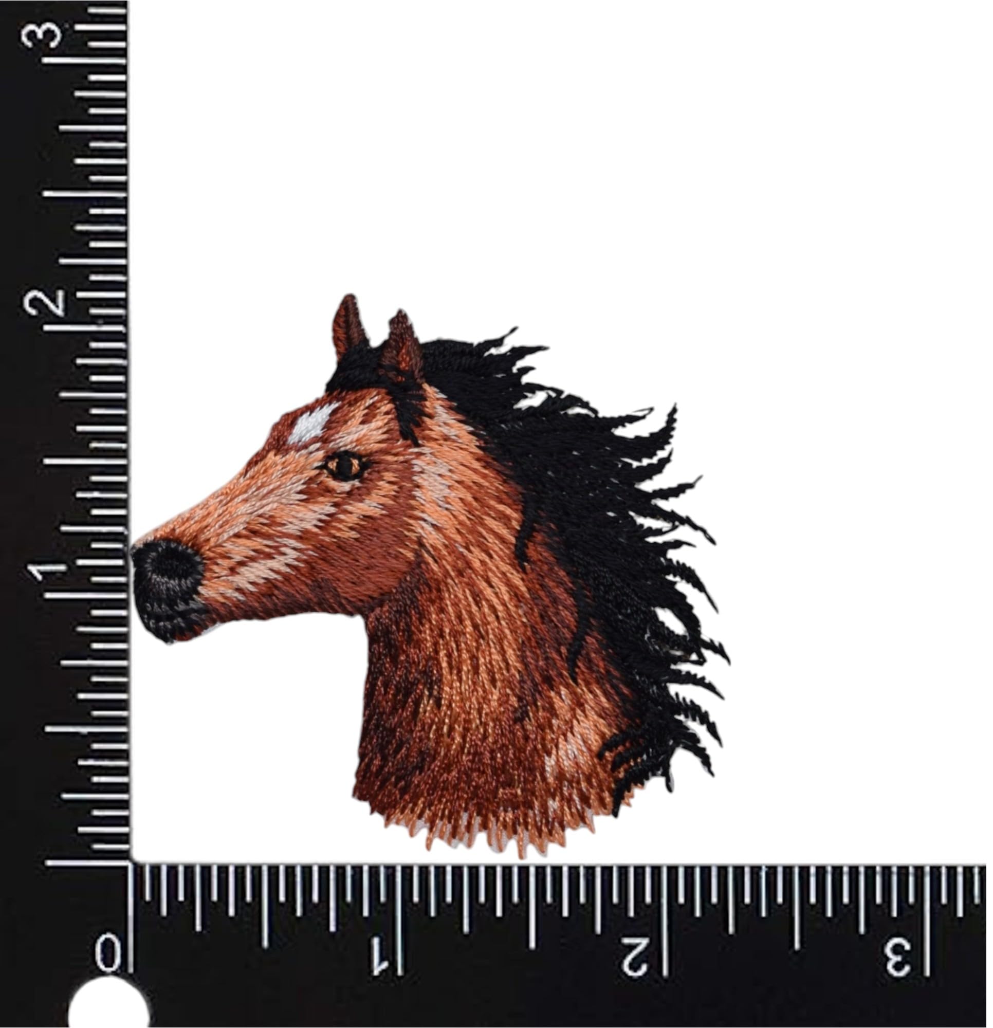 Horse Head Embroidered Iron On Patch - Left Facing Animal Design for Jackets, Bags & DIY Crafts | Durable Sew On Applique for Costumes & Denim Repair