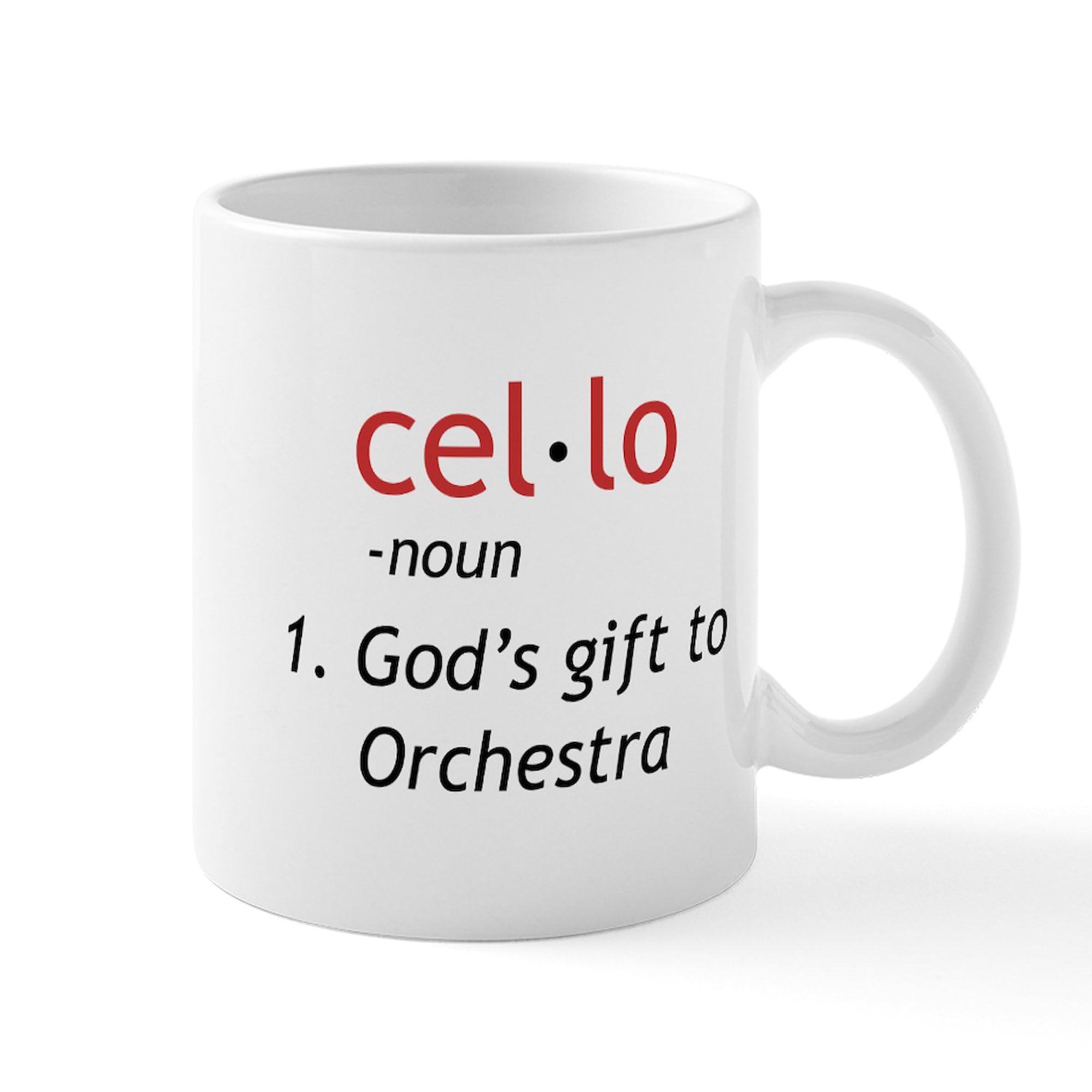 Cello Definition Mug - 11 oz (325 ml) Ceramic Coffee Cup with Handle - Perfect for Musicians, Music Teachers & Orchestra Lovers - Great Gift for Birthday, Christmas & Music Events
