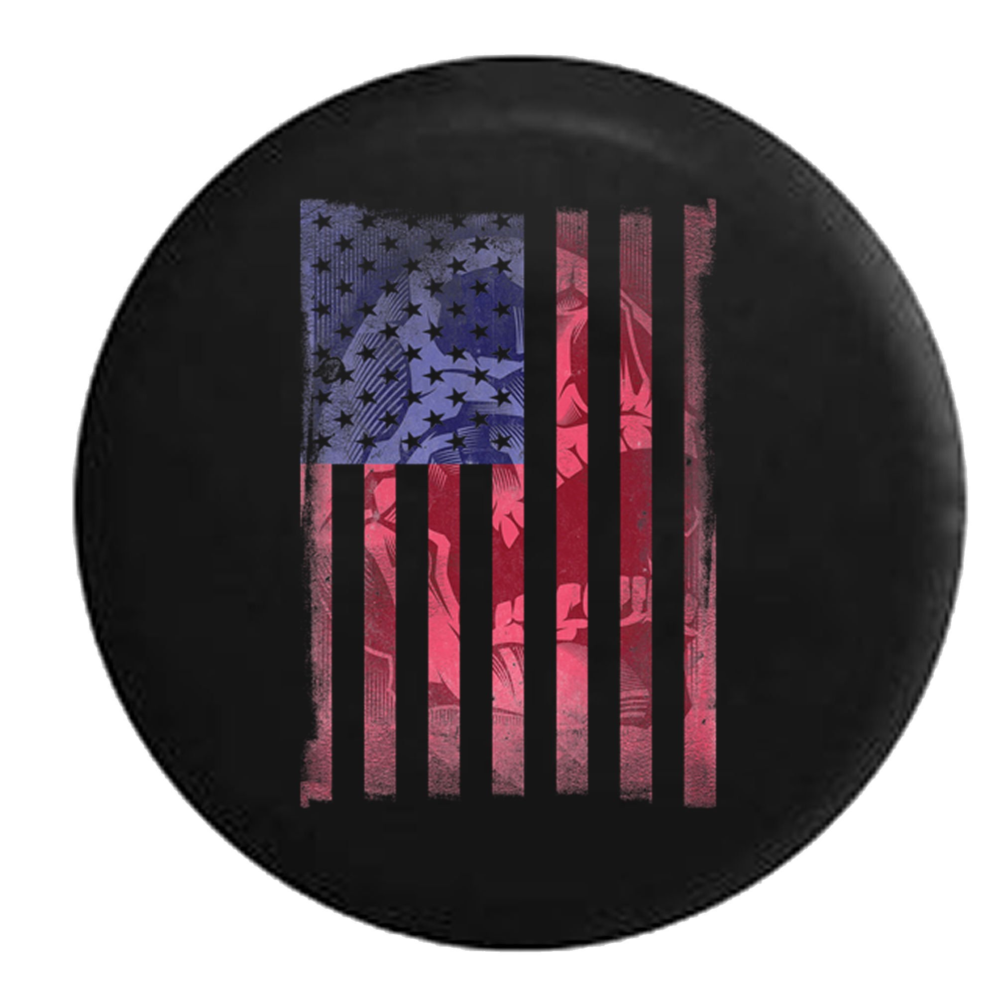 35 Inch Black Tactical Military Skull American Flag Tire Cover - Durable Car, Truck, SUV, RV & Trailer Accessories for Off-Road, Camping & Outdoor Adventures