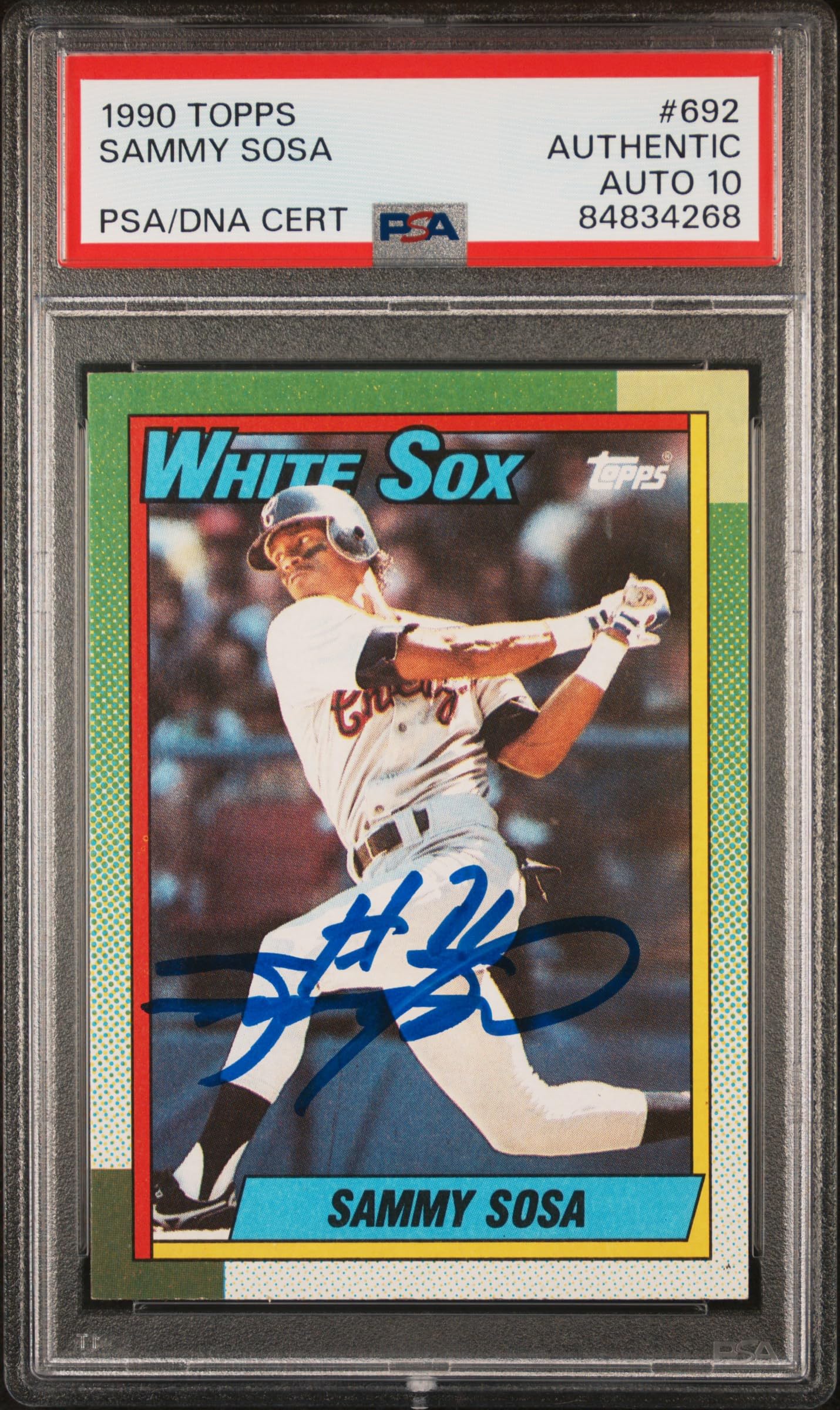 1990 Topps Sammy Sosa #692 Rookie Baseball Card - PSA 10 Graded, Autographed - Perfect for Baseball Memorabilia Collections & Sports Fans Gifts