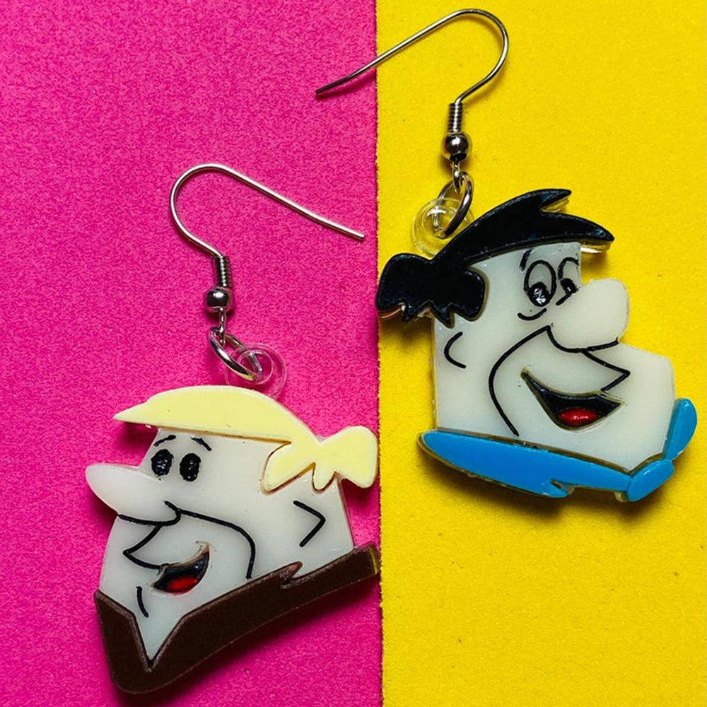 Betty & Wilma Fred Barney Cartoon Acrylic Earrings Set - Fun & Stylish Jewelry for Women - Perfect for Cosplay, Parties & Everyday Wear