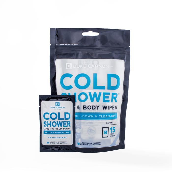 Refreshing Cold Shower Face & Body Wipes - 15 Pack | Gentle Cleansing Towels for Gym, Camping & Post-Workout | Travel-Friendly Biodegradable Wipes