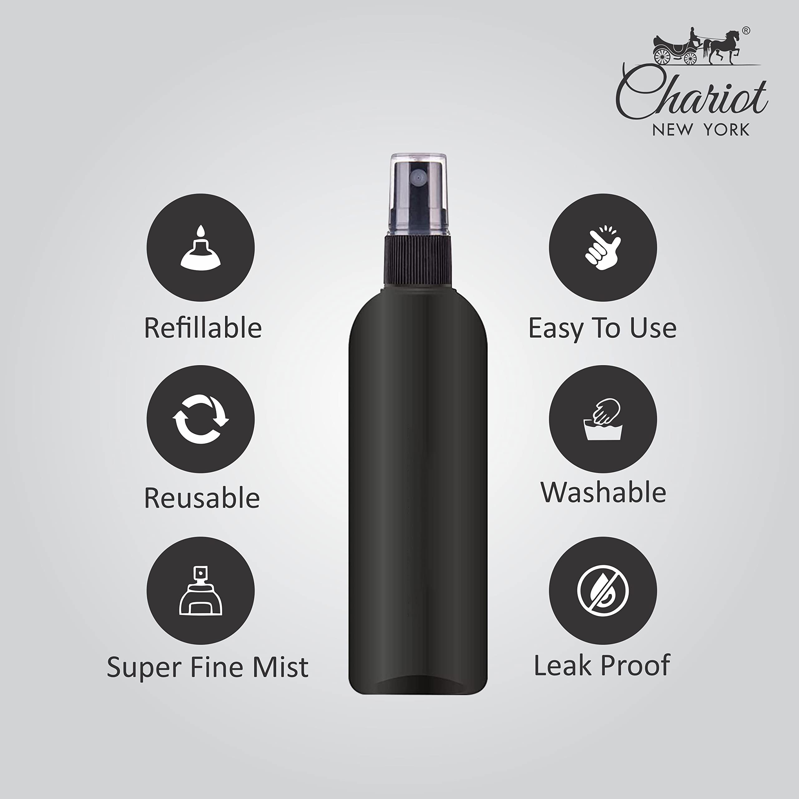 Chariot New York 120ml Refillable Spray Bottles (Pack of 2) - Empty Perfume & Essential Oil Dispenser for DIY Blends, Aromatic Waters & Beauty Products | Perfect for Travel, Home & Salon Use