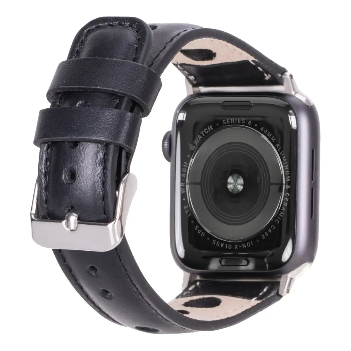 Premium Black Leather Rally Strap for Apple Watch - Durable, Comfortable & Stylish Band for Workouts, Running & Everyday Wear