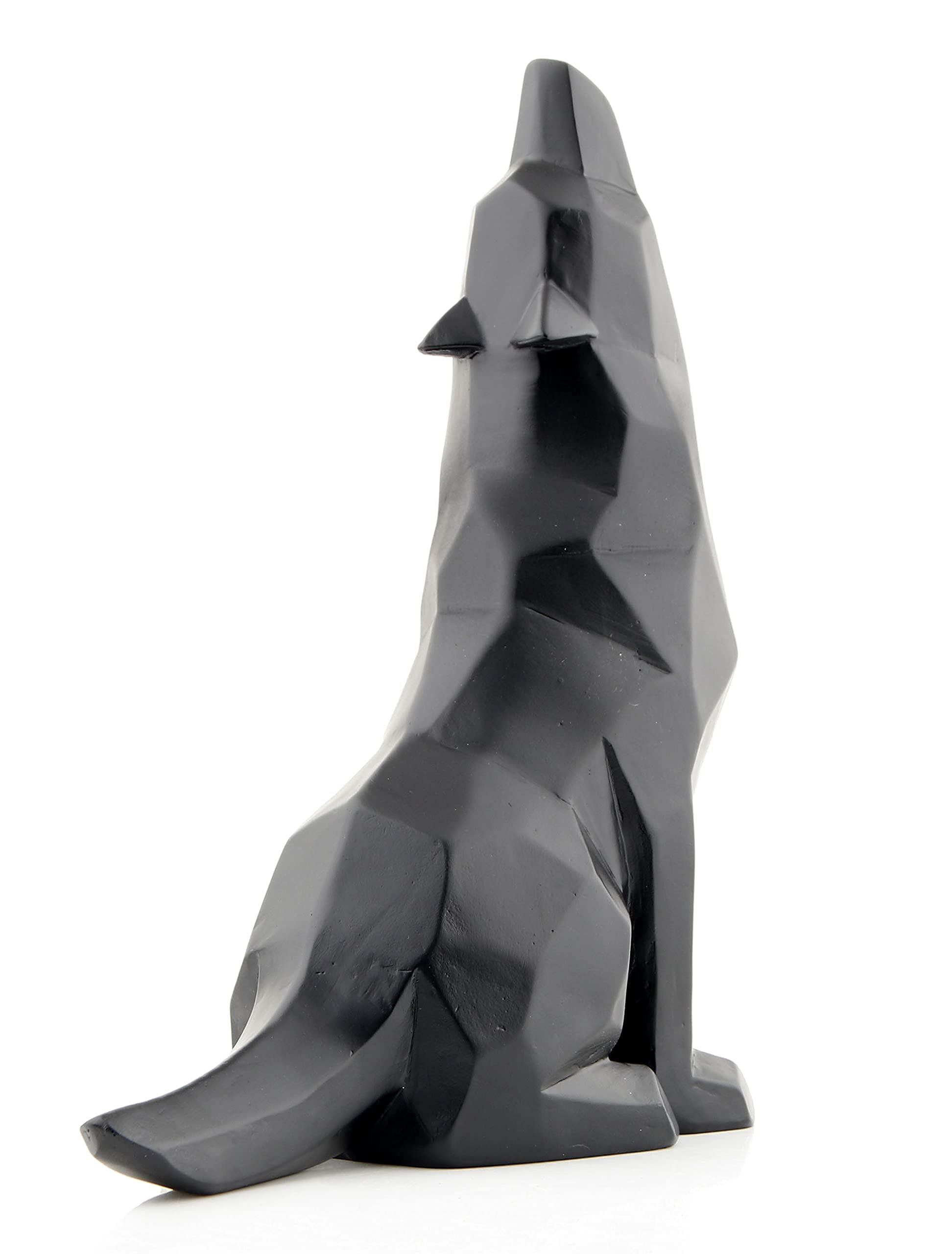 Black Wolf Howling Figurine - Handcrafted Wolf Statue for Home Decor, Office Desk, or Gift - Perfect for Nature Lovers & Wildlife Enthusiasts