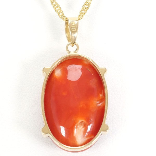 18K Yellow Gold Coral Necklace for Women - Elegant Handmade Jewelry Gift for Birthday, Anniversary & Wedding | Perfect for Beach Vacations & Summer Outfits