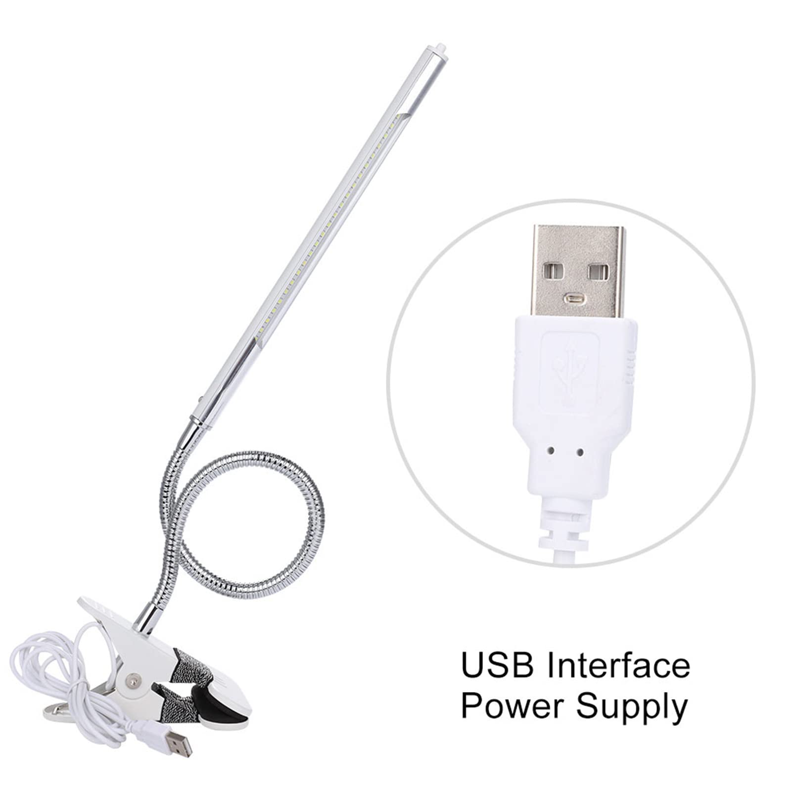 USB Clip On Reading Light - 4.5W 360° Adjustable LED Desk Lamp with Flexible Gooseneck for Salon, Tattoo, Makeup, Manicure & Eyebrow Trimming - Perfect for Nail Art, Home Office, and Bedtime Reading