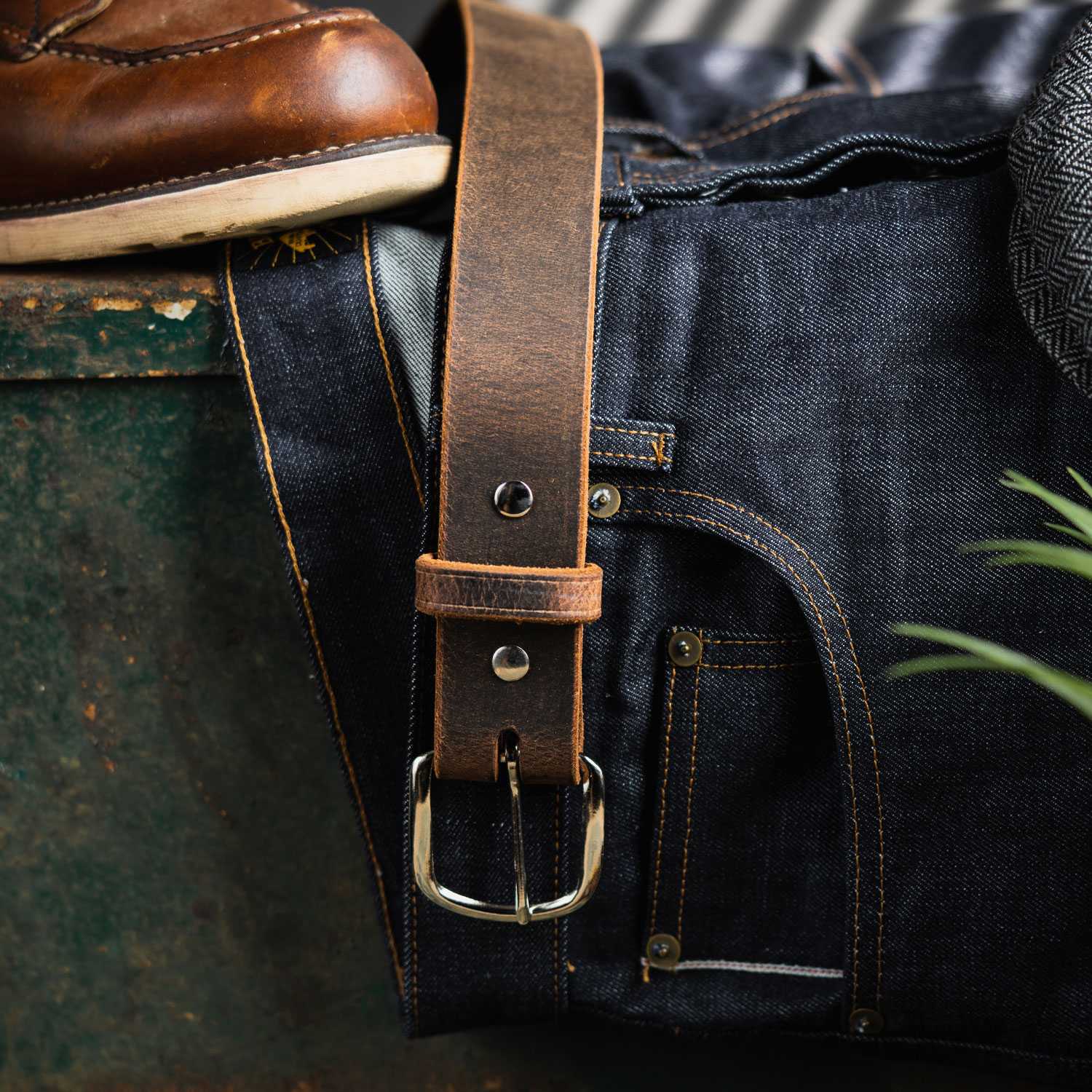 Crazy Horse Genuine Leather Belt for Men - 1.5
