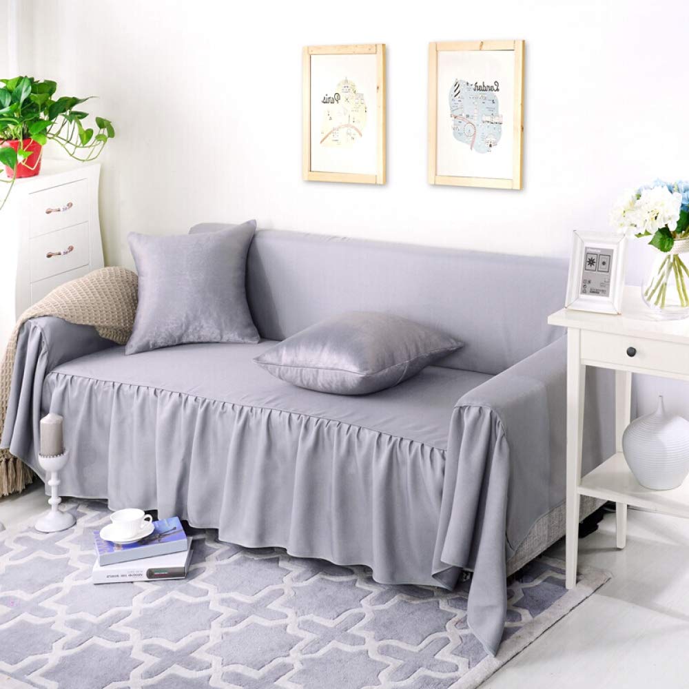 Modern Sofa Cover Slipcover for 1/2/3/4 Seater - Reversible Crystal Velvet & Linen Couch Cover - All Season Furniture Protector (200x350cm, Grey) - Perfect for Living Room, Bedroom & Home Decor