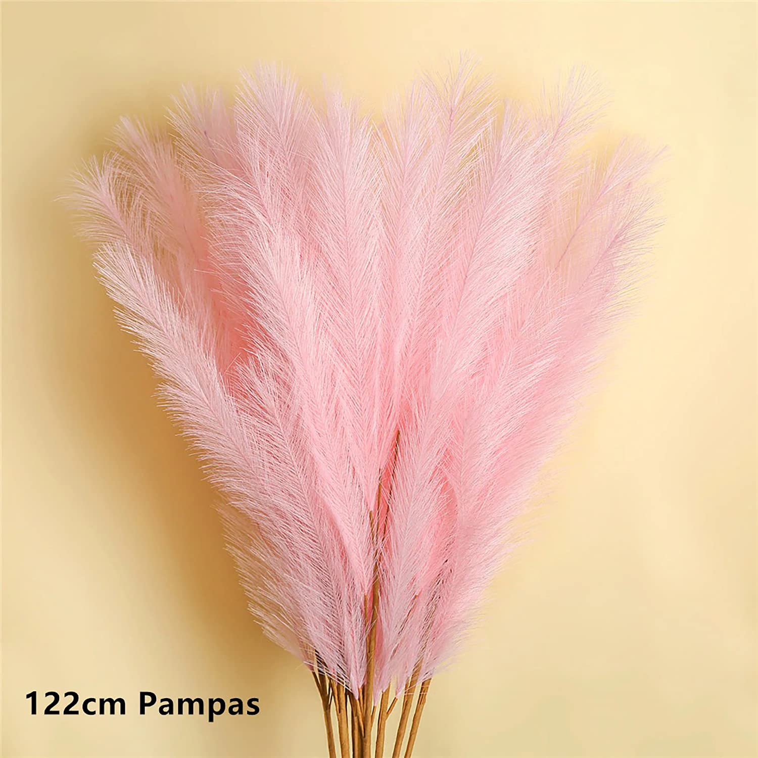 48 Inches (4 FT) Artificial Pampas Grass - 5 Large Stems with Bunny Tails, Tall Faux Dried Flowers for Floor Vase, Boho Wedding & Home Decor - Perfect for Living Room, Bedroom, or Wedding Centerpieces (Pink Reed)