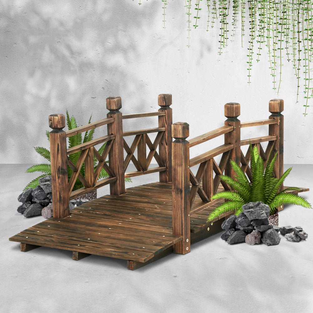 150cm Wooden Garden Bridge - Rustic Outdoor Decor for Landscaping, Yard & Pond Decoration | Perfect for Gardens, Patios & Backyard Pathways