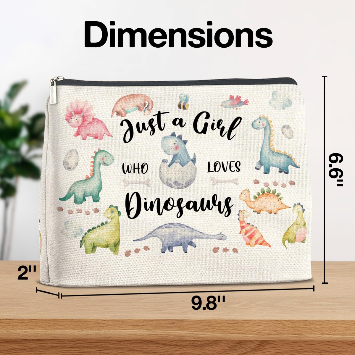 Dinosaur Makeup Bag for Women & Teens - Cute Dinosaur Lovers Cosmetic Pouch with Zipper - Perfect Gift for Dinosaur Enthusiasts - Great for Travel, School & Daily Makeup Storage