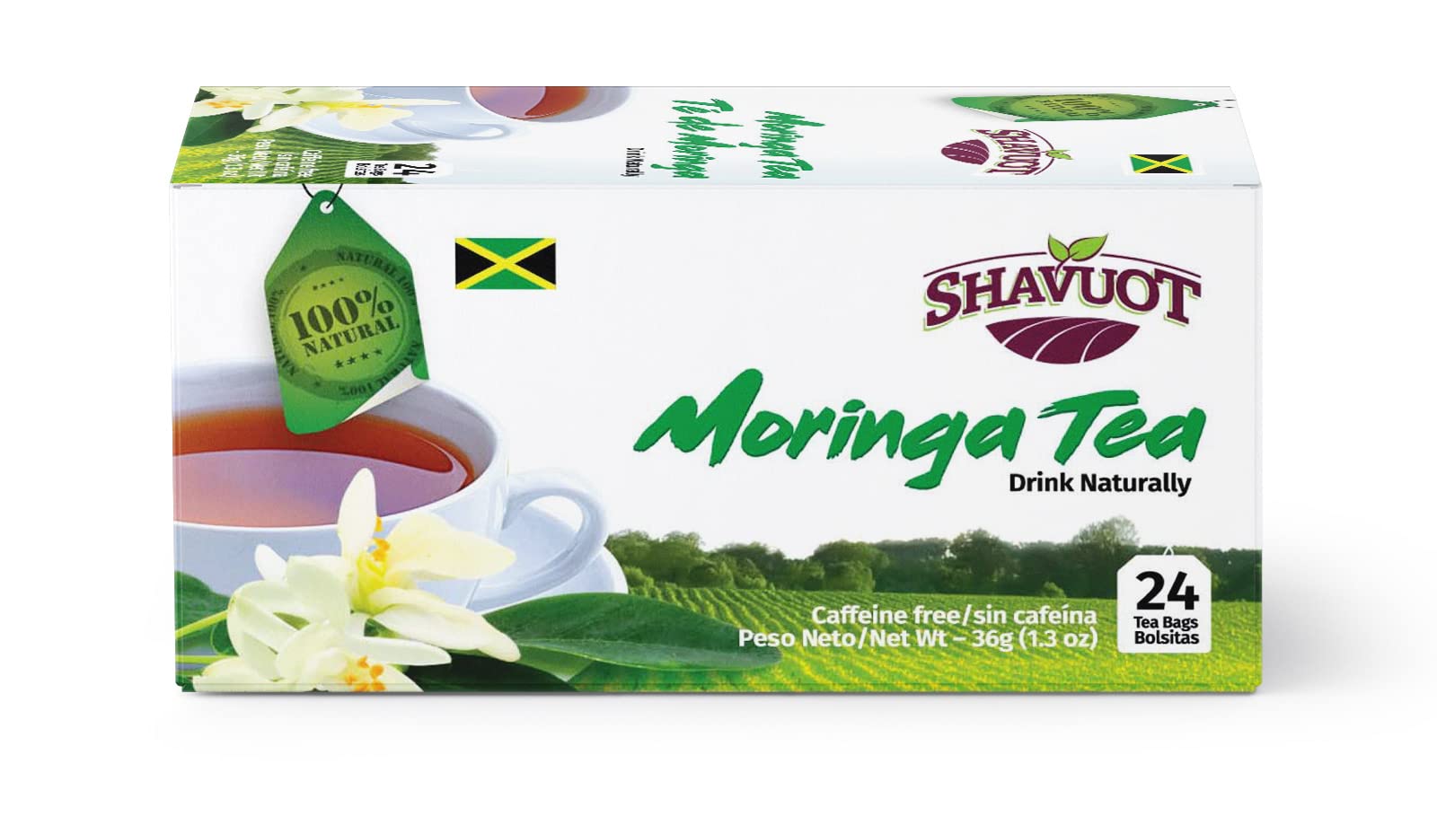 Organic Shavuot Moringa Tea Bags - 24 Count | Caffeine-Free Herbal Tea for Energy & Wellness | Perfect for Relaxation, Detox & Daily Health Boost
