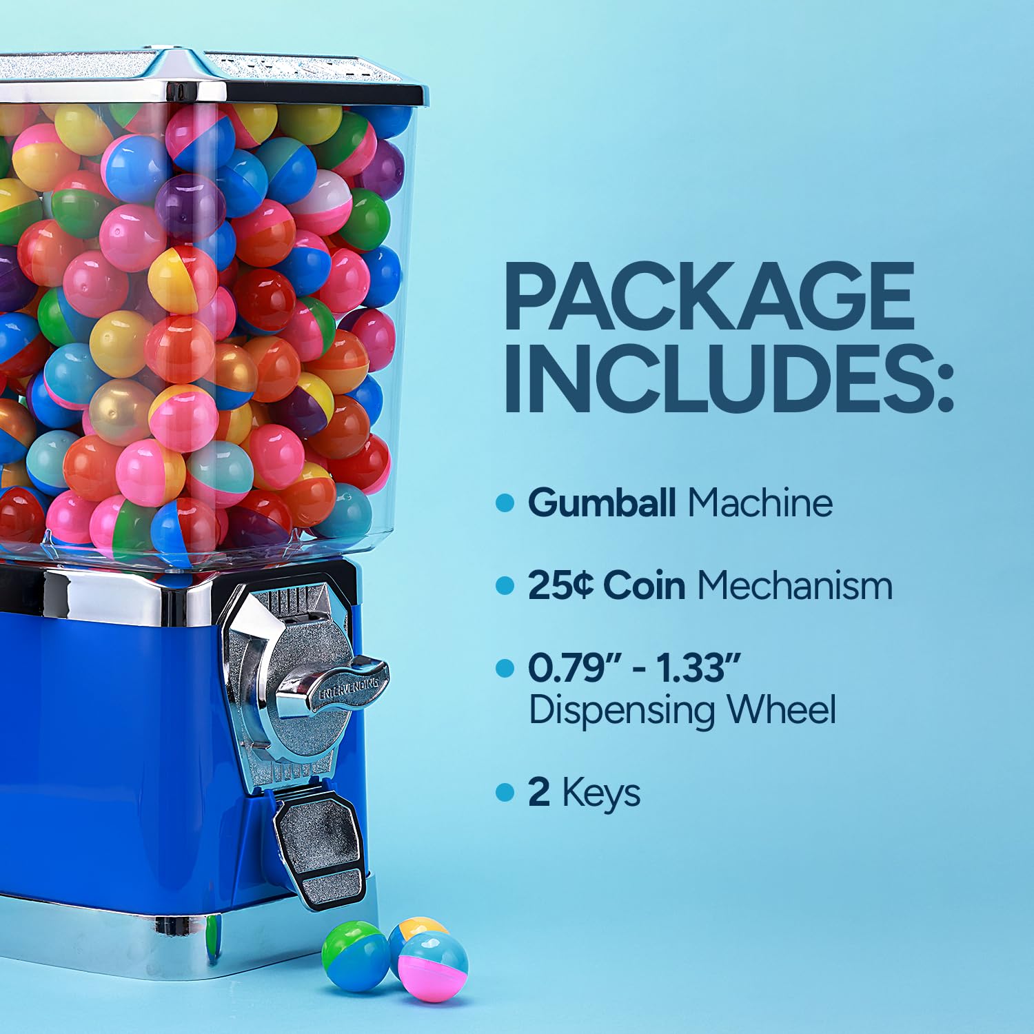 Premium Gumball Machine for Kids & Adults - Bubble Gum Vending Machine for Bouncy Balls, Capsules, Toys & Candy - Commercial & Home Use - Perfect for Parties, Stores & Playrooms