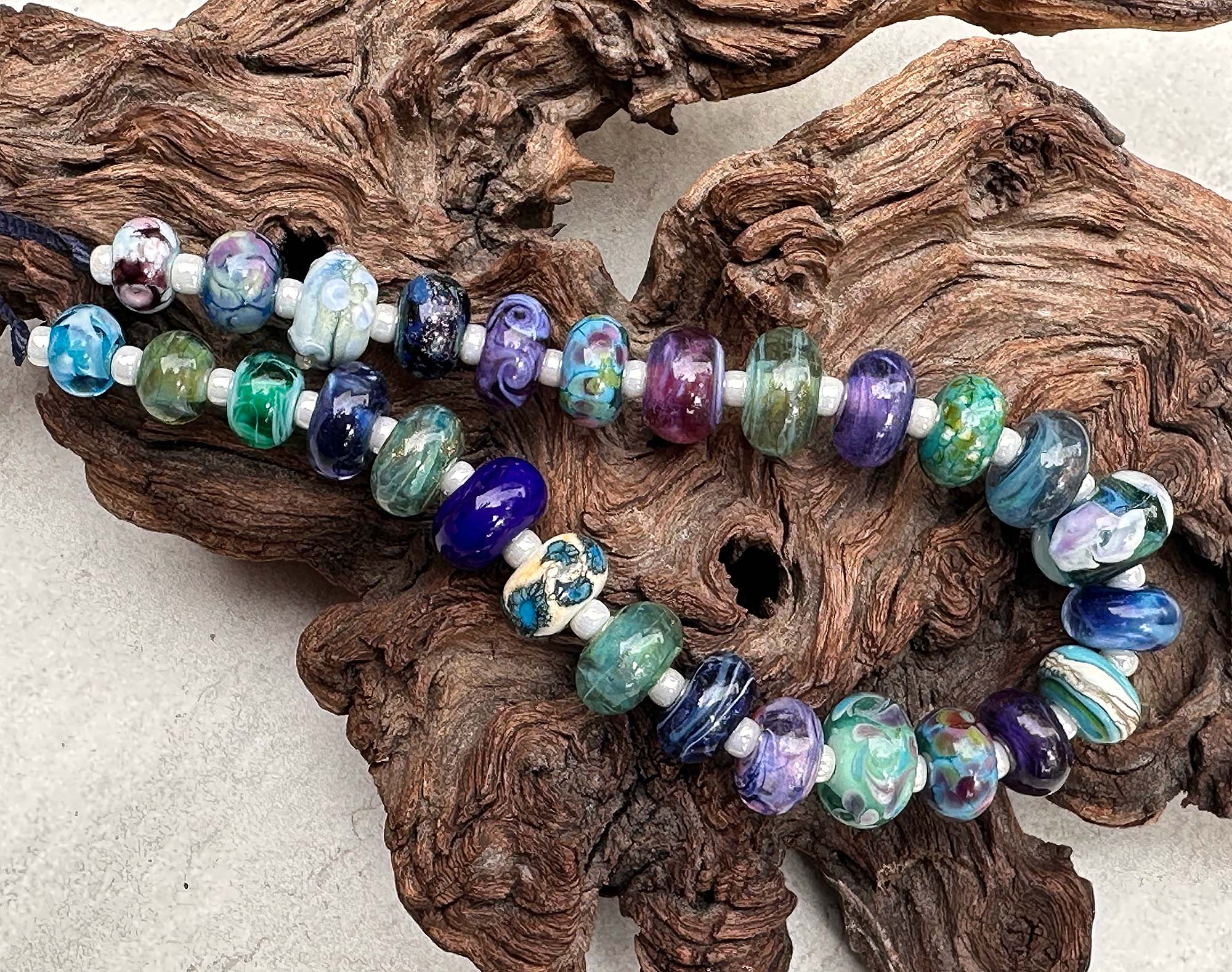 27 Blue Orphan Mix Lampwork Beads Set - Handmade Glass Beads for Jewelry Making, DIY Crafts, Bracelets & Necklaces - Perfect for Artisans and Craft Enthusiasts