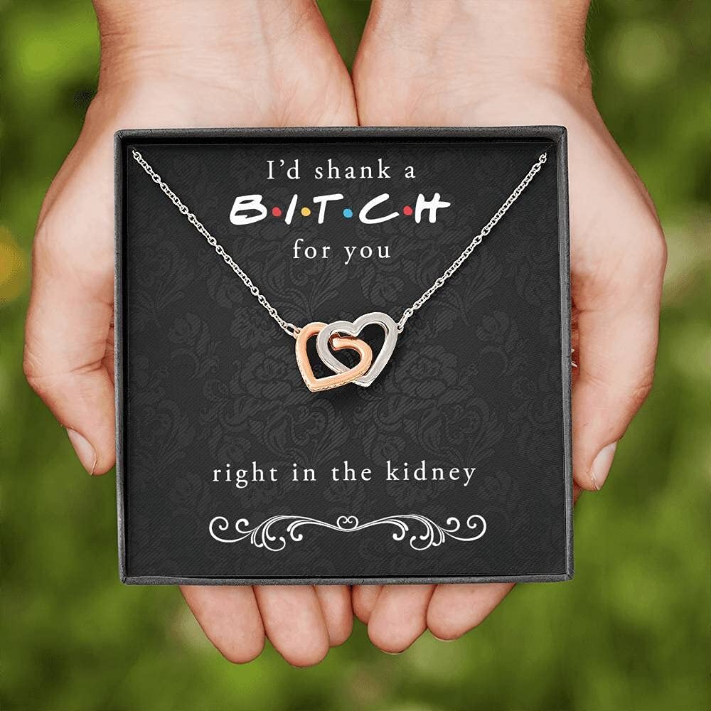 Handmade Message Card Necklace - Funny 'Shank a Bitch' Best Friend Gift for Christmas, Birthday, Sister | Unique Jewelry for Women, Friendship Day & Special Occasions