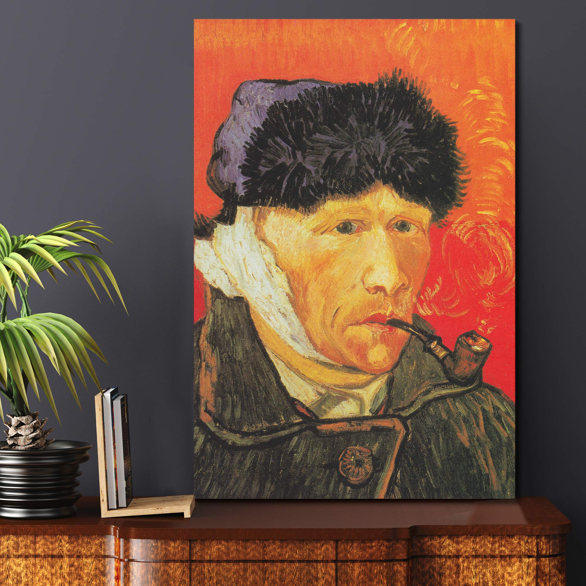 Vincent Van Gogh Portrait With Bandaged Ear Canvas Print - 32x48 Inch Hand-Painted Oil Reproduction Wall Art, Framed & Ready to Hang - Perfect for Living Room, Bedroom or Office Decor
