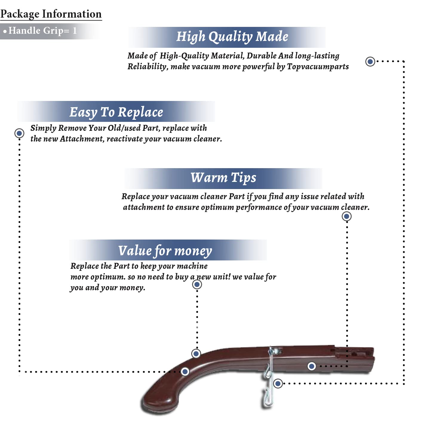Original Kirby Vacuum Cleaner Handle Grip Assembly Replacement Part #173373S - Compatible with Kirby Models - Perfect for Home Cleaning & Maintenance