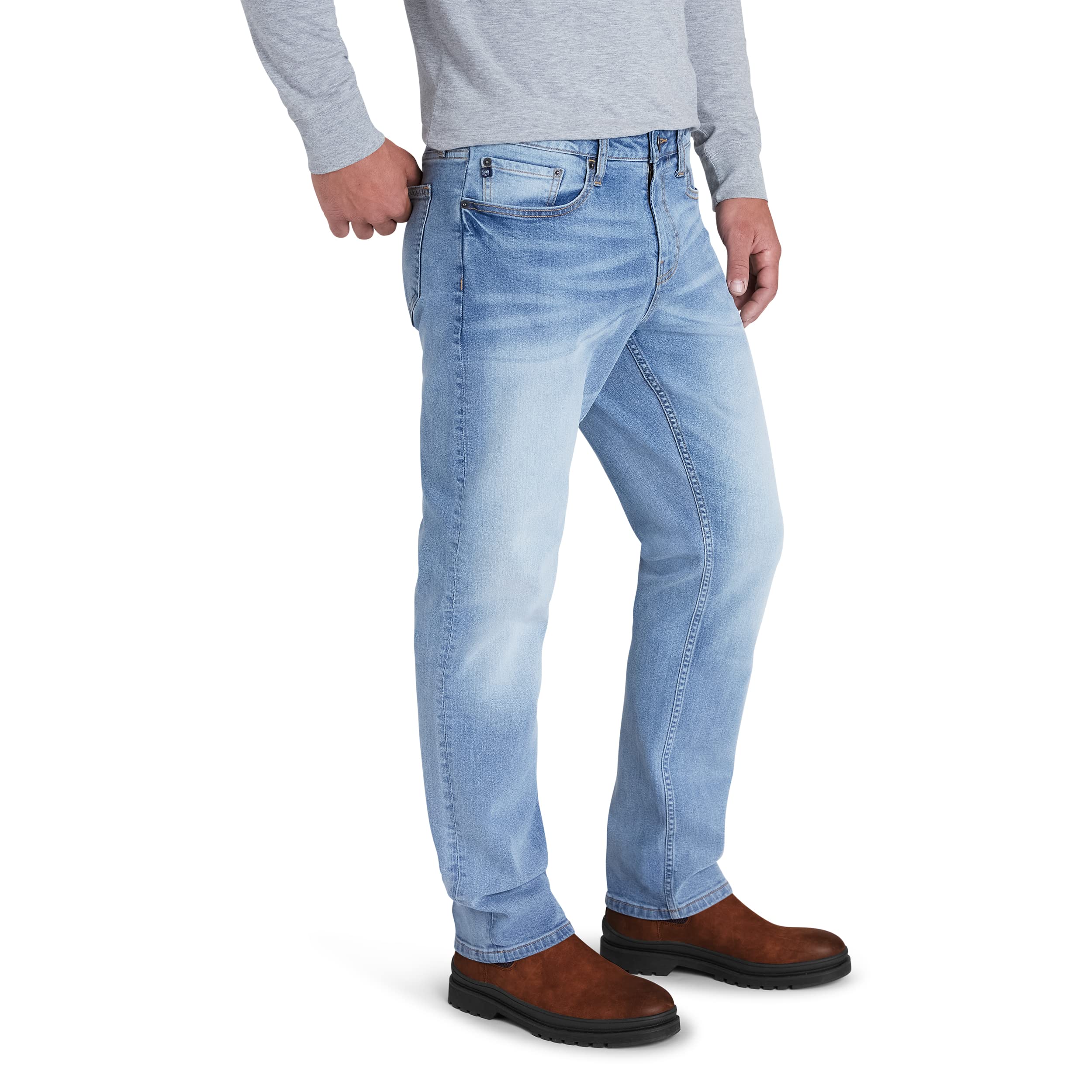 Chaps Men's Straight Leg Comfort Stretch Denim Jeans - Slim Fit Casual Pants for Everyday Wear & Office Style