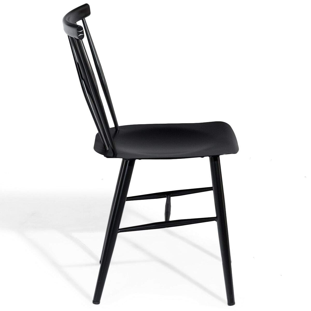 COSTWAY Dining Chair Set of 2 - Farmhouse Windsor Chairs with Spindle Back & Sturdy Metal Frame, 17'' Height Kitchen Side Chairs for Dining Room, Living Room or Restaurant Use | Perfect for Home Decor, Family Gatherings & Commercial Spaces