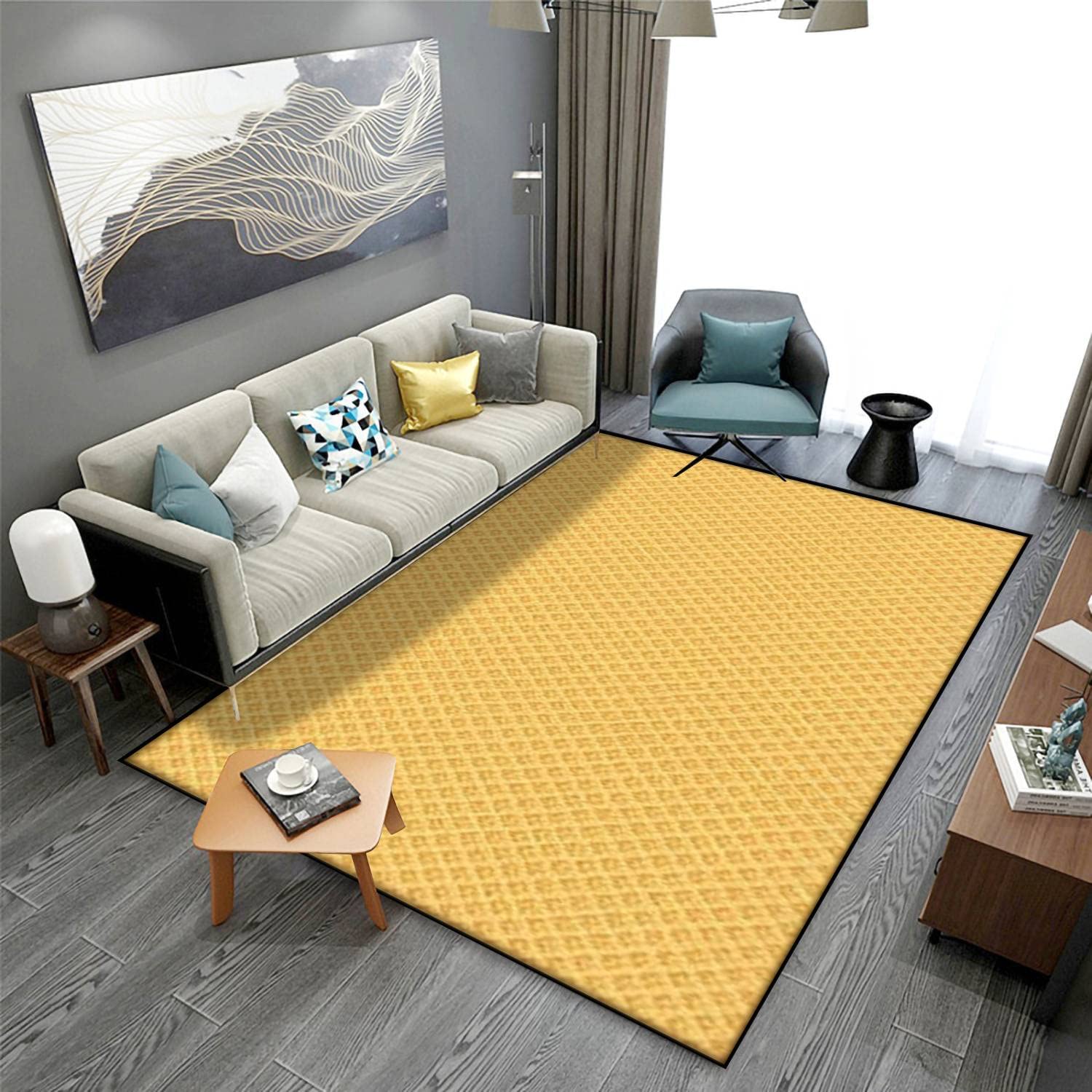 MJKIODPEV Waffle Ice Cream Cone Texture Area Rug - Soft Non-Slip Indoor/Outdoor Floor Mat for Living Room, Bedroom, Dorm - Sweet Dessert Wafer Design - 63''×94'' - Perfect for Cozy Home Decor & Kids' Play Areas