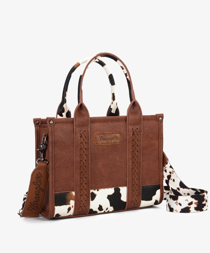 Wrangler Cow Print Crossbody Tote Bag for Women - Stylish Western Handbag for Everyday Use, Shopping & Travel