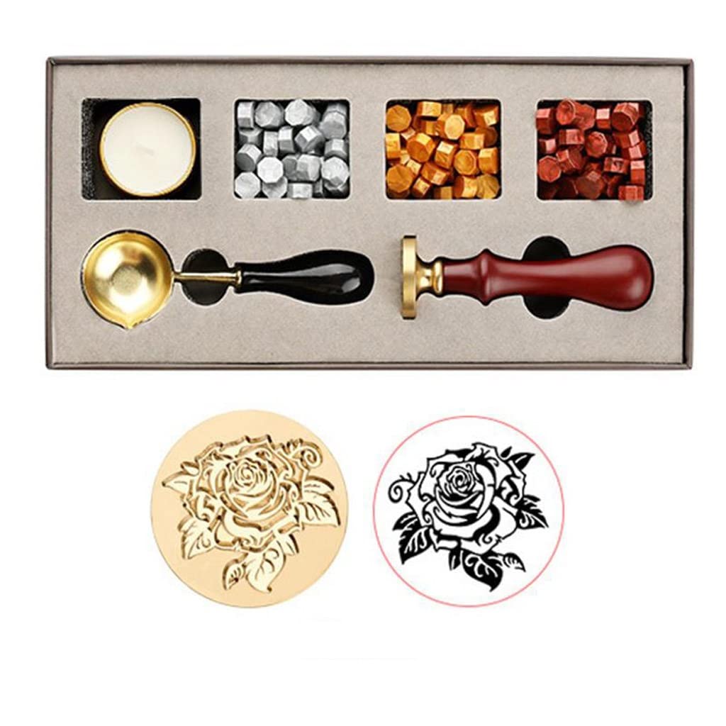 FSYSM Wax Seal Stamp Kit for Wedding Invitations - Decorative Wax Sealing Set with Stamping Plates, Melting Pot & Craft Supplies for DIY Invites, Letters, Gift Wrapping & Packaging