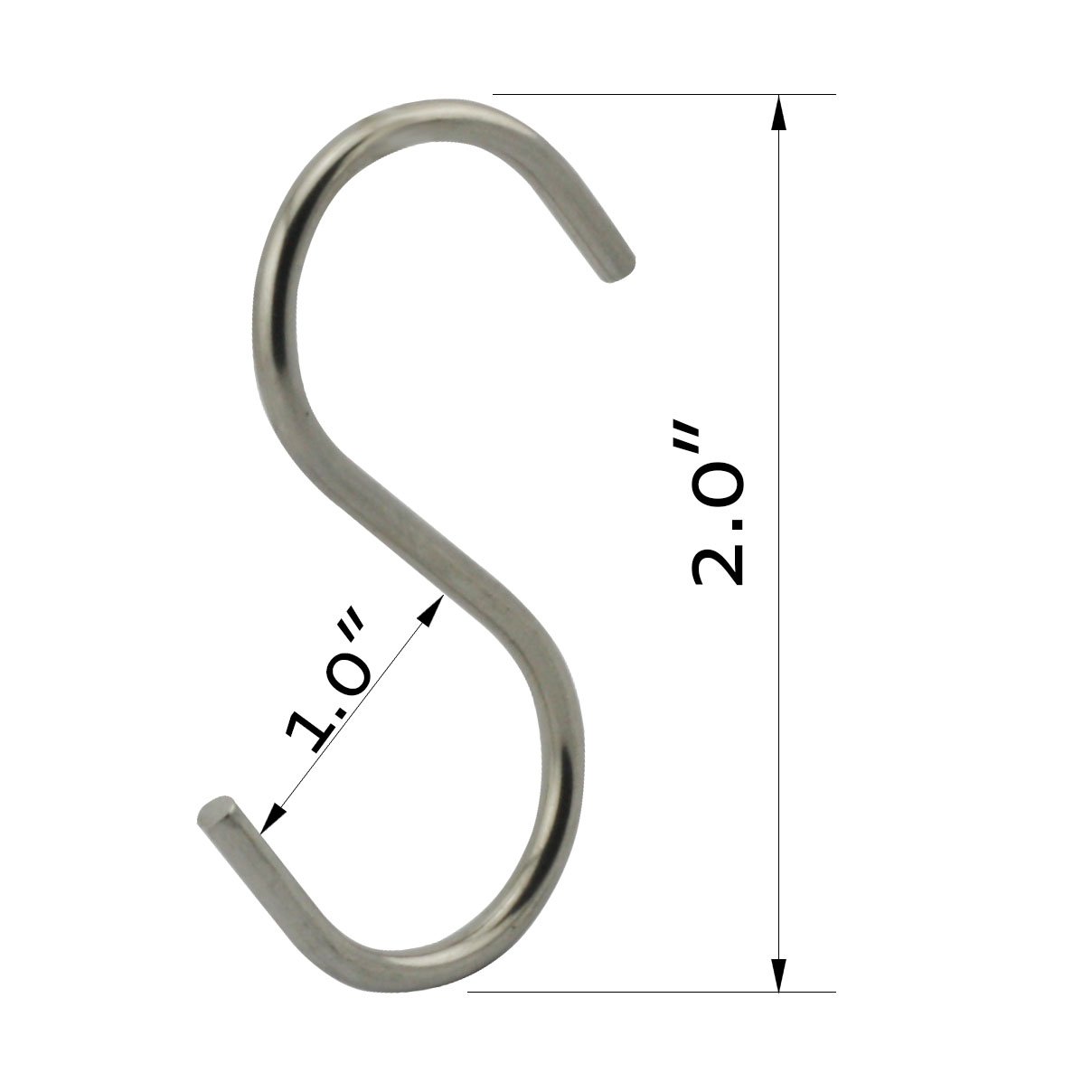 24-Pack 2 Inch S Shaped Hooks - Heavy Duty Solid Stainless Steel Hangers for Jewelry, Keys, Kitchen Utensils & More - Perfect for Home, Office & Retail Display (Durable & Rustproof)