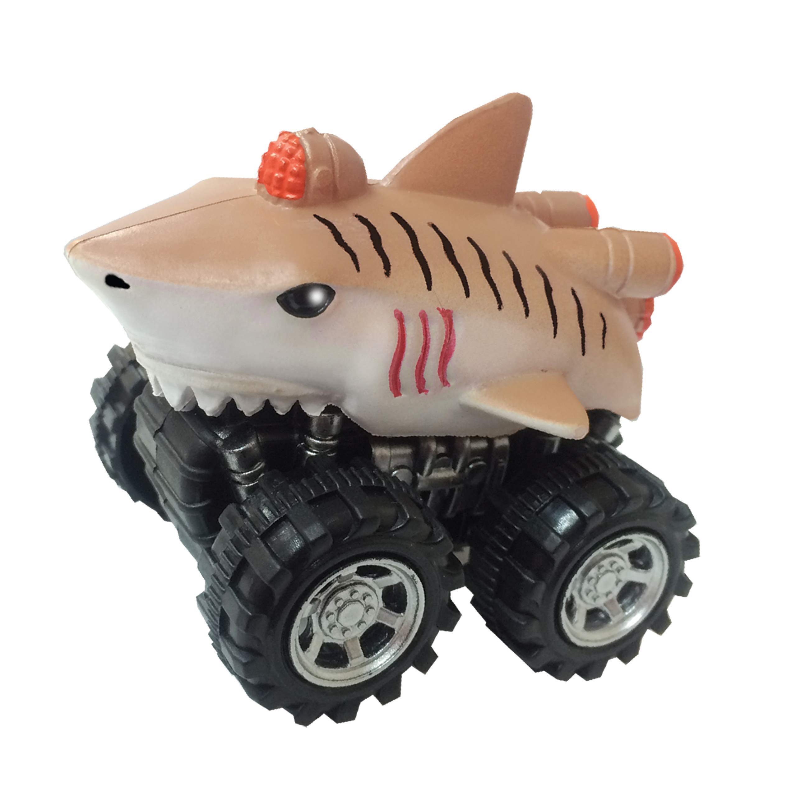 Deluxebase Wild Zoomies Friction Powered Tiger Shark Monster Truck Toy with Animal Riders - Fun Car Toys for Boys & Girls | Perfect for Birthday Gifts, Playtime Adventures & Toy Collections