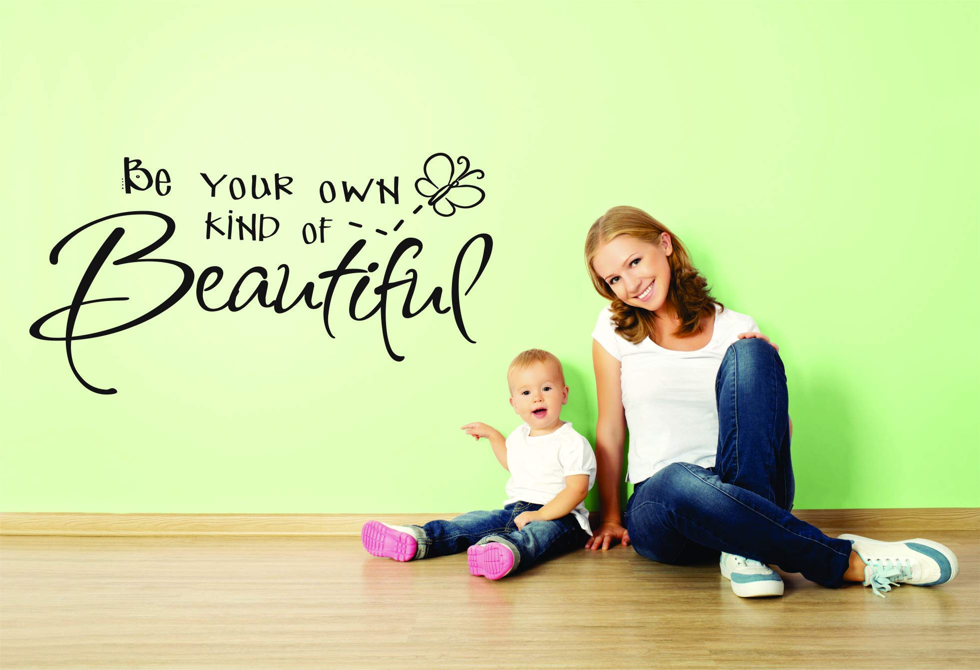 Beautiful Butterfly Wall Decal - Inspirational 'Be Your Own Kind of Beautiful' Quote Vinyl Sticker for Girls' Bedroom Decor (14x20 Inch) - Perfect for Kids' Room, Nursery, and Home Wall Art