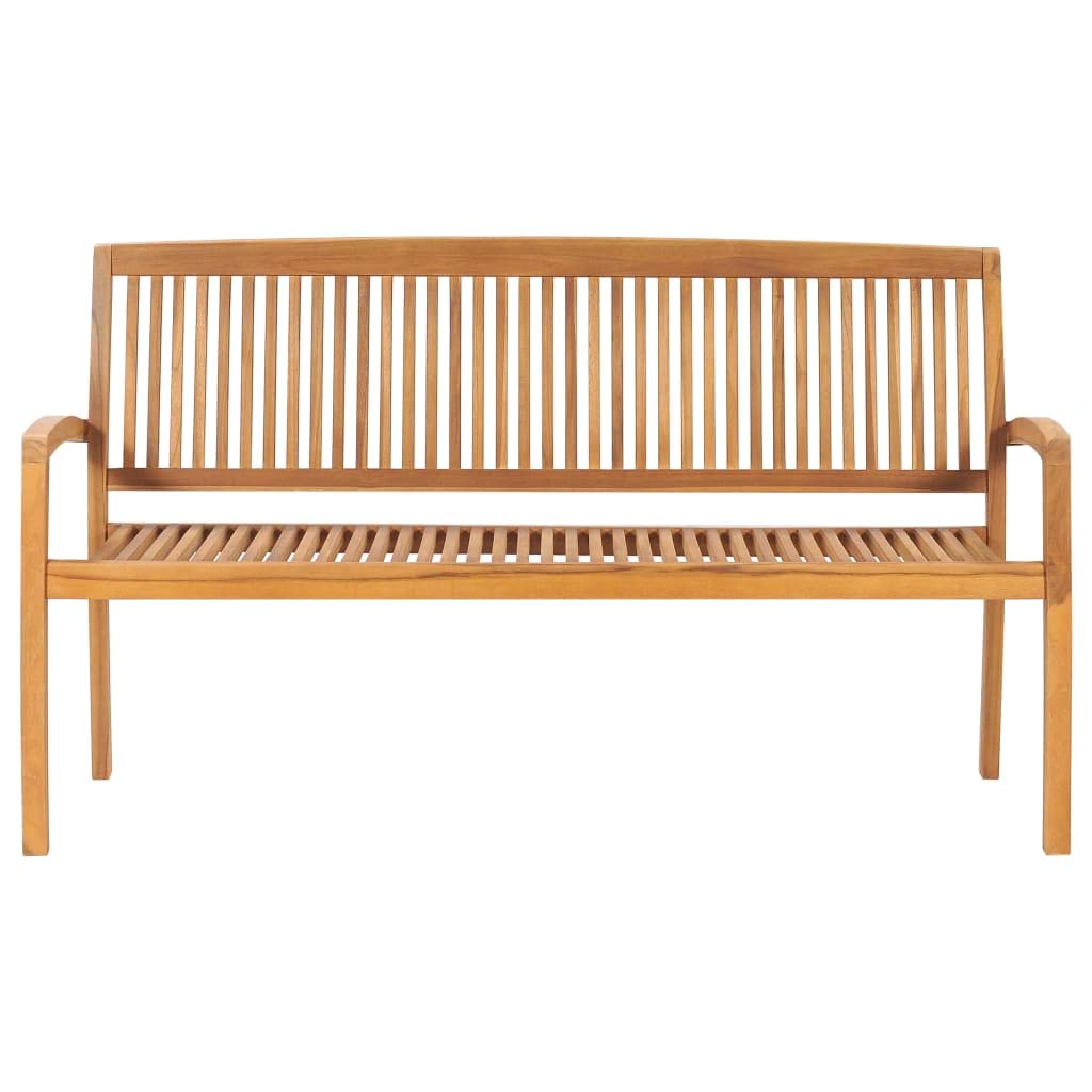 Premium Stackable Outdoor Patio Bench with Cushion - Solid Teak Wood Garden Furniture - Weather Resistant & Space-Saving Design - Perfect for Terrace, Garden, Poolside or Backyard Relaxation