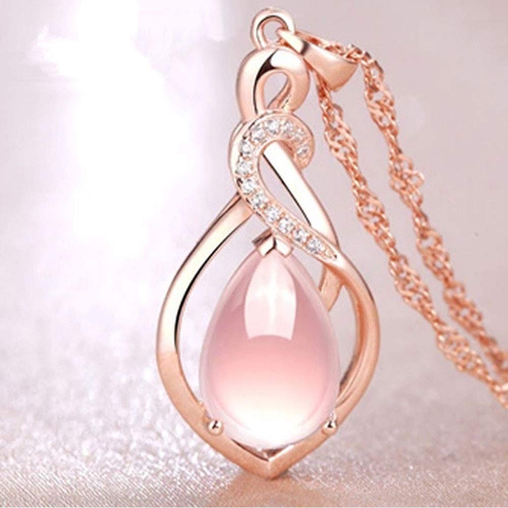Elegant Rose Gold Crystal Pendant Necklace for Women & Teen Girls - Fashion Statement Jewelry for Parties, Prom, Weddings & Everyday Wear (Rose Gold, One Size)