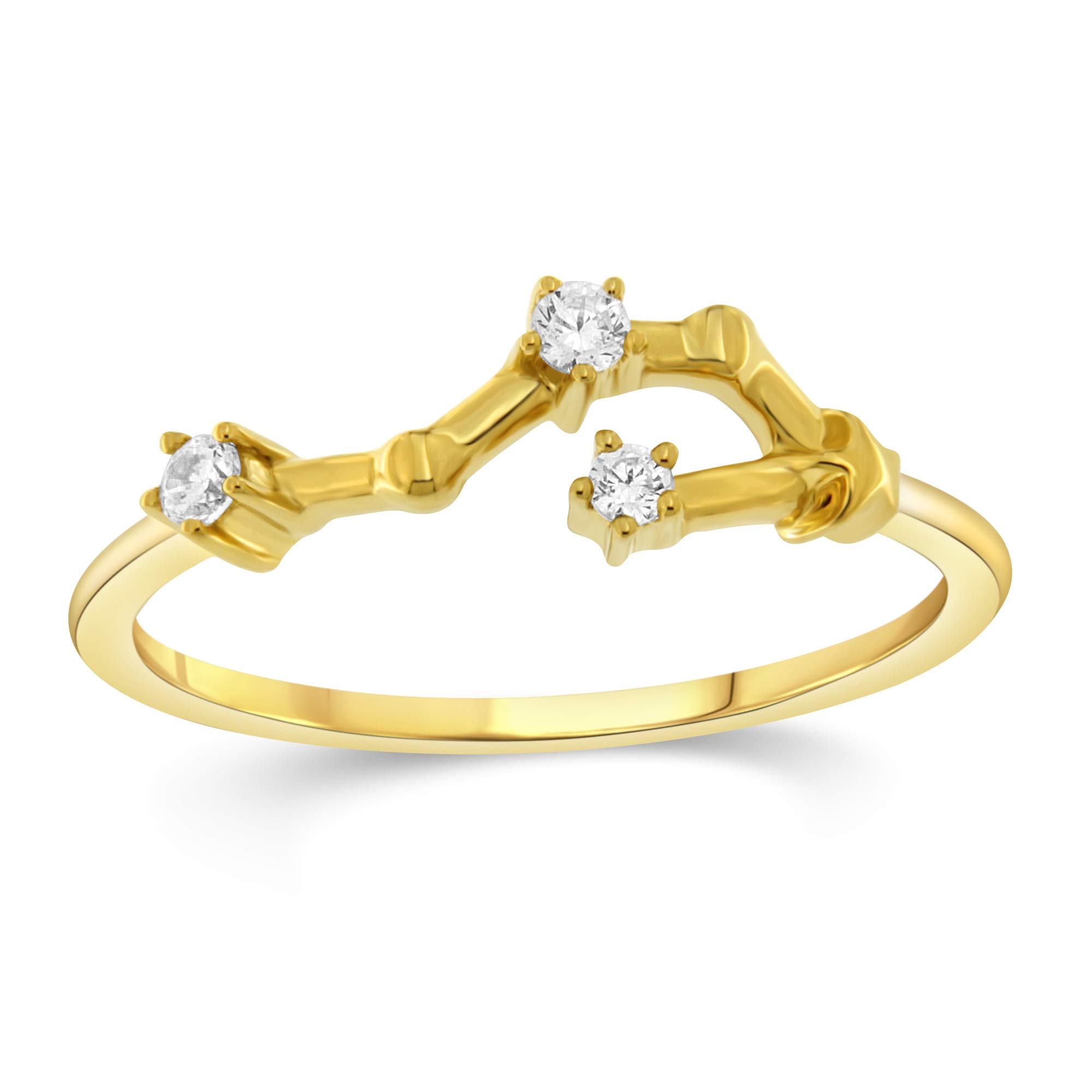 NATALIA DRAKE 1/10 Carat Diamond Celestial Star Zodiac Ring for Women - 925 Sterling Silver, H-I Color, I1-I2 Clarity - Perfect for Astrology Lovers & Unique Birthday Gifts