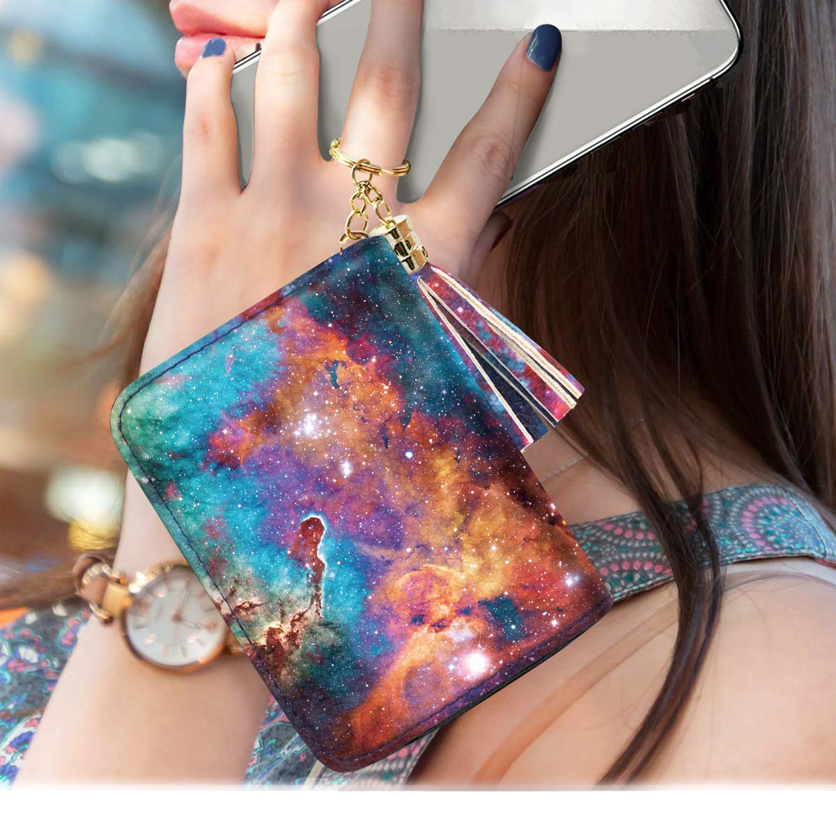 RFID Blocking Glitter Credit Card Holder for Women - Slim Small Wallet with Card Slots - Perfect for Travel, Shopping & Everyday Use