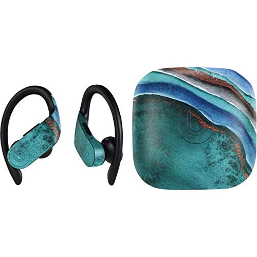 PowerBeats Pro Skins - Turquoise Watercolor Geode Design Protective Decal | Compatible with PowerBeats Pro Wireless Earbuds | Perfect for Gym, Running & Workout Protection