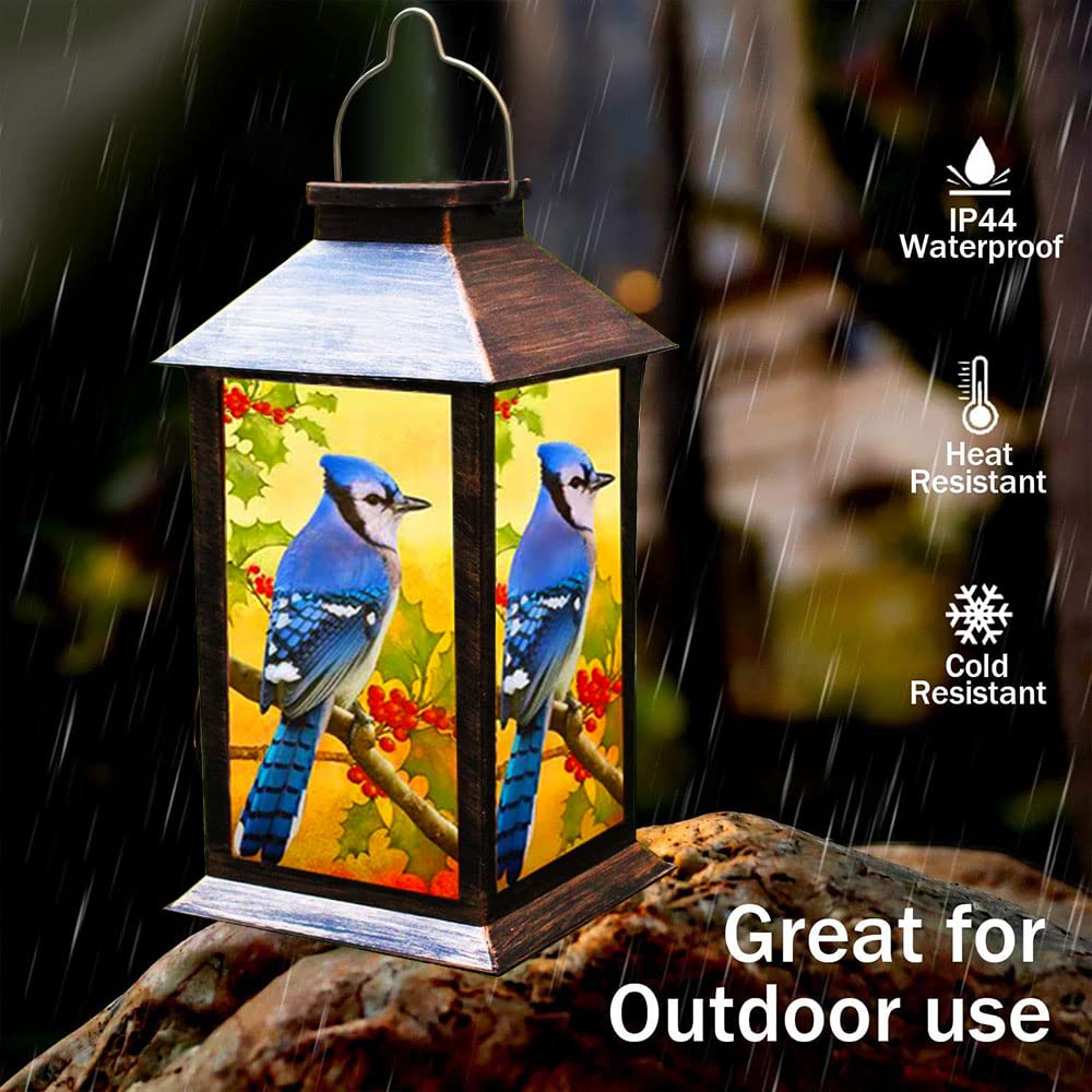 Solar Powered Outdoor Hanging Lantern - Waterproof LED Garden Lights for Patio, Porch, Tabletop Decoration | Blue Jay Design PVC Solar Lantern (1 Pack) - Perfect for Backyard Parties, Camping & Evening Ambiance