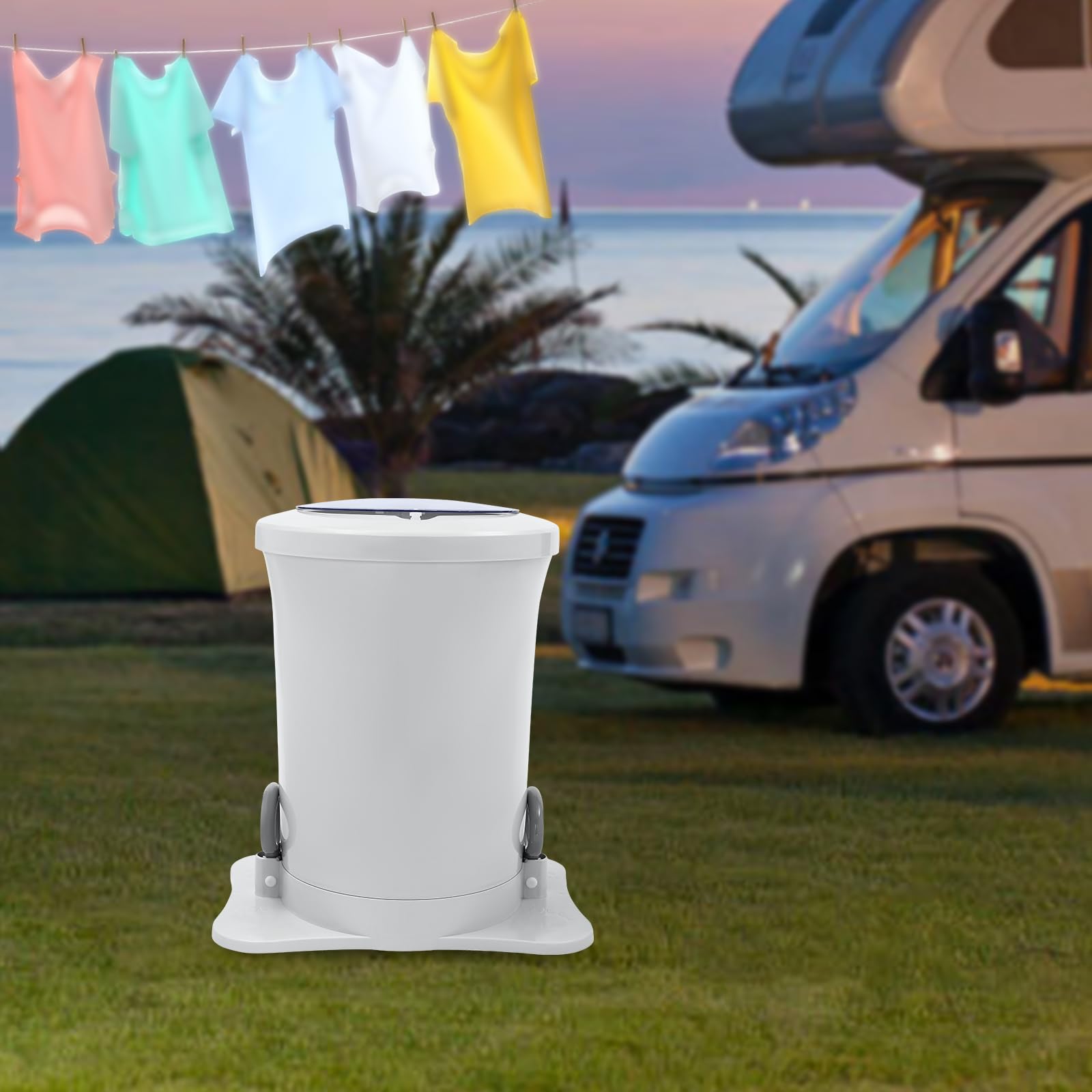 3 Gallon Manual Spin Dryer - Portable Non-Electric Clothes Dehydrator for RV, Camping, Apartment & Dorm | Compact Laundry Solution for Small Spaces (White) - Perfect for Travel, Emergency Use & Off-Grid Living