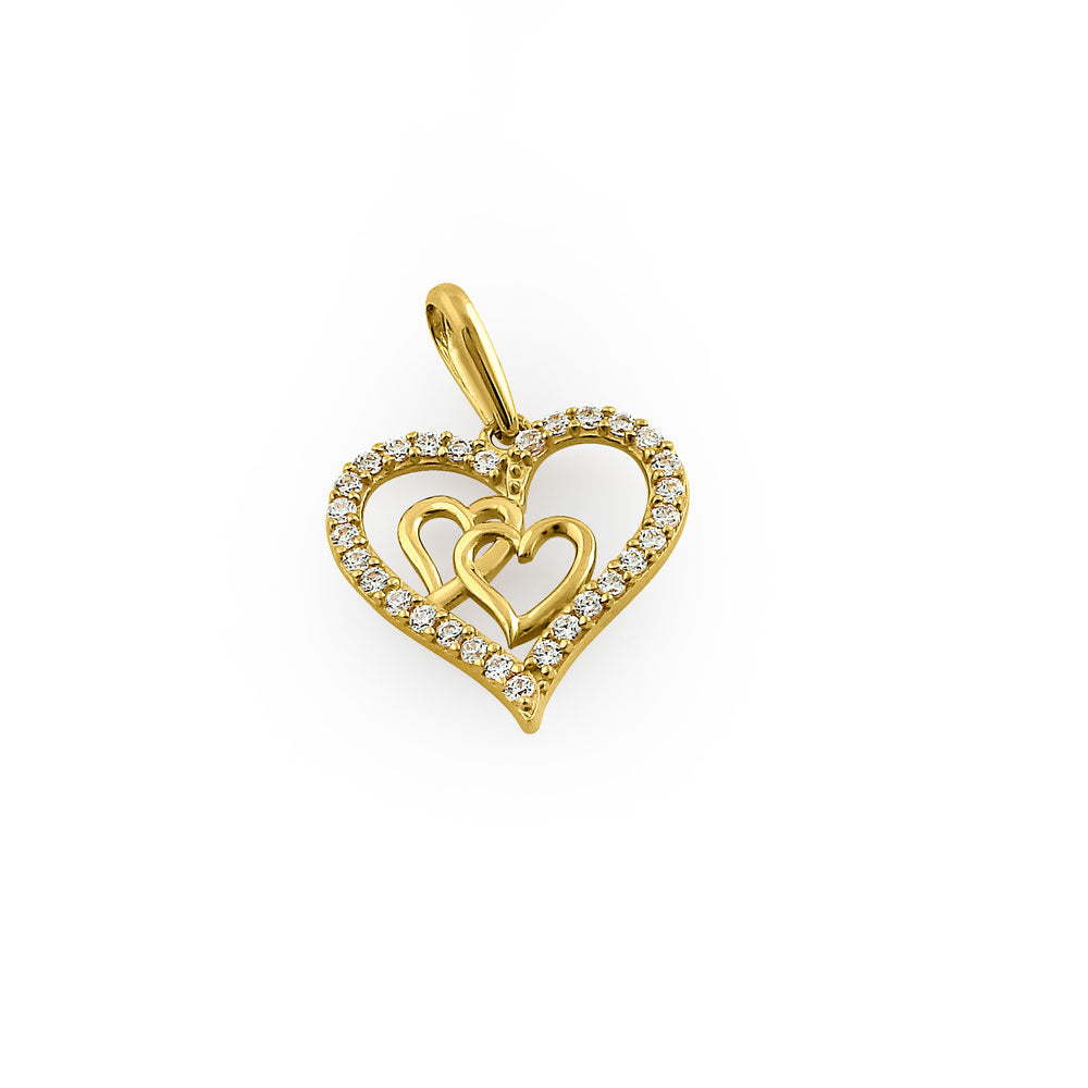 14K Solid Yellow Gold True Love CZ Pendant Necklace - Elegant Gift for Anniversary, Valentine's Day & Special Occasions