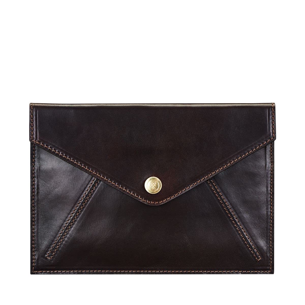Maxwell Scott Women's Luxury Leather Travel Clutch Wallet - RFID Blocking, Multiple Credit Card Slots & Document Organizer - Ortona Dark Brown - Perfect for Business Trips, Office & Everyday Use