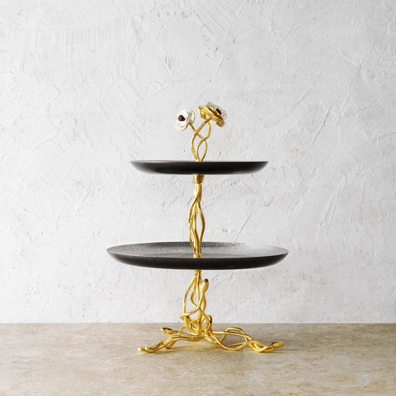 2-Tier Anemone Decorative Shelf - Perfect for Bathroom, Kitchen, or Living Room Storage and Display
