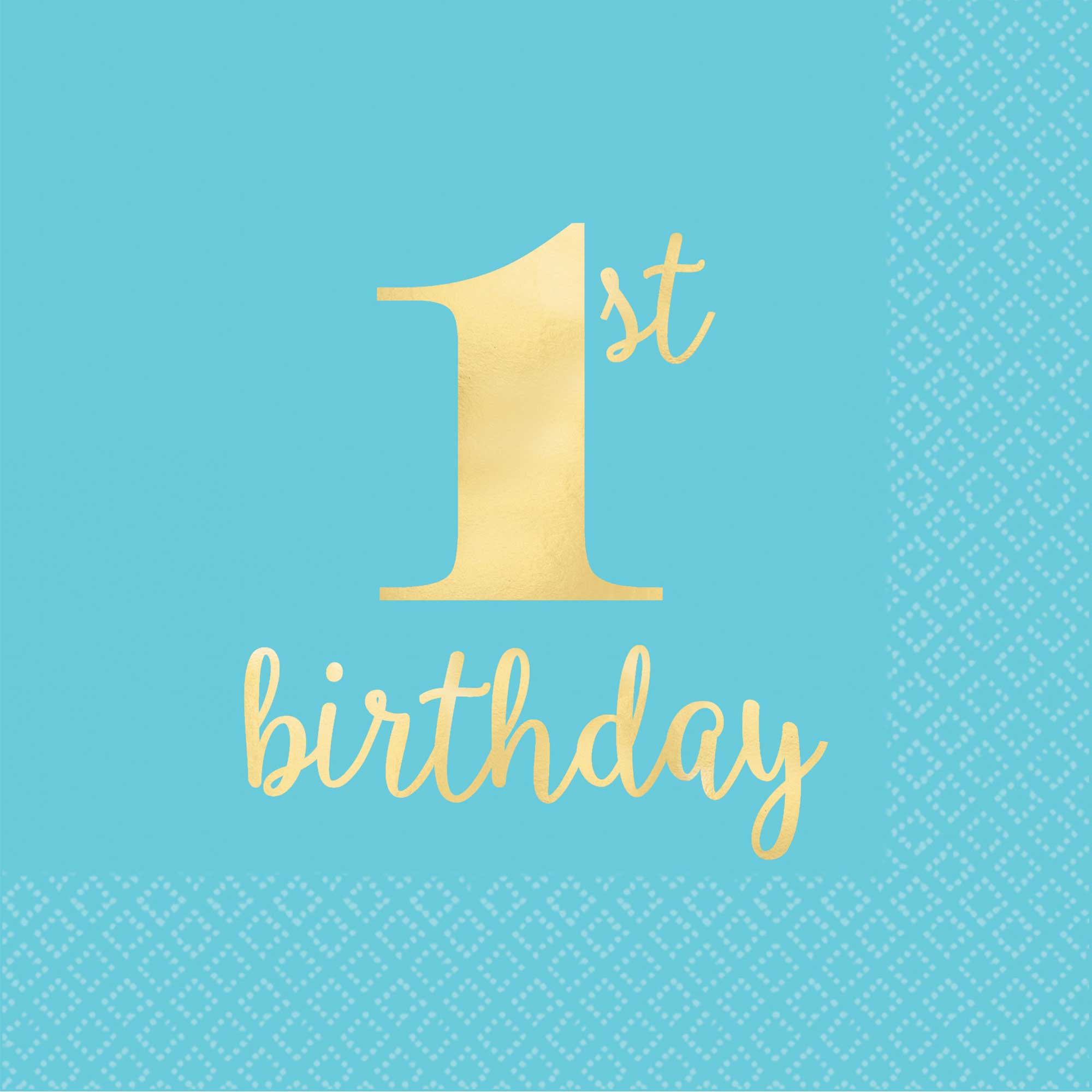 1st Birthday Blue Beverage Napkins - Pack of 16 - Perfect for Baby Showers, Birthday Parties & Celebrations