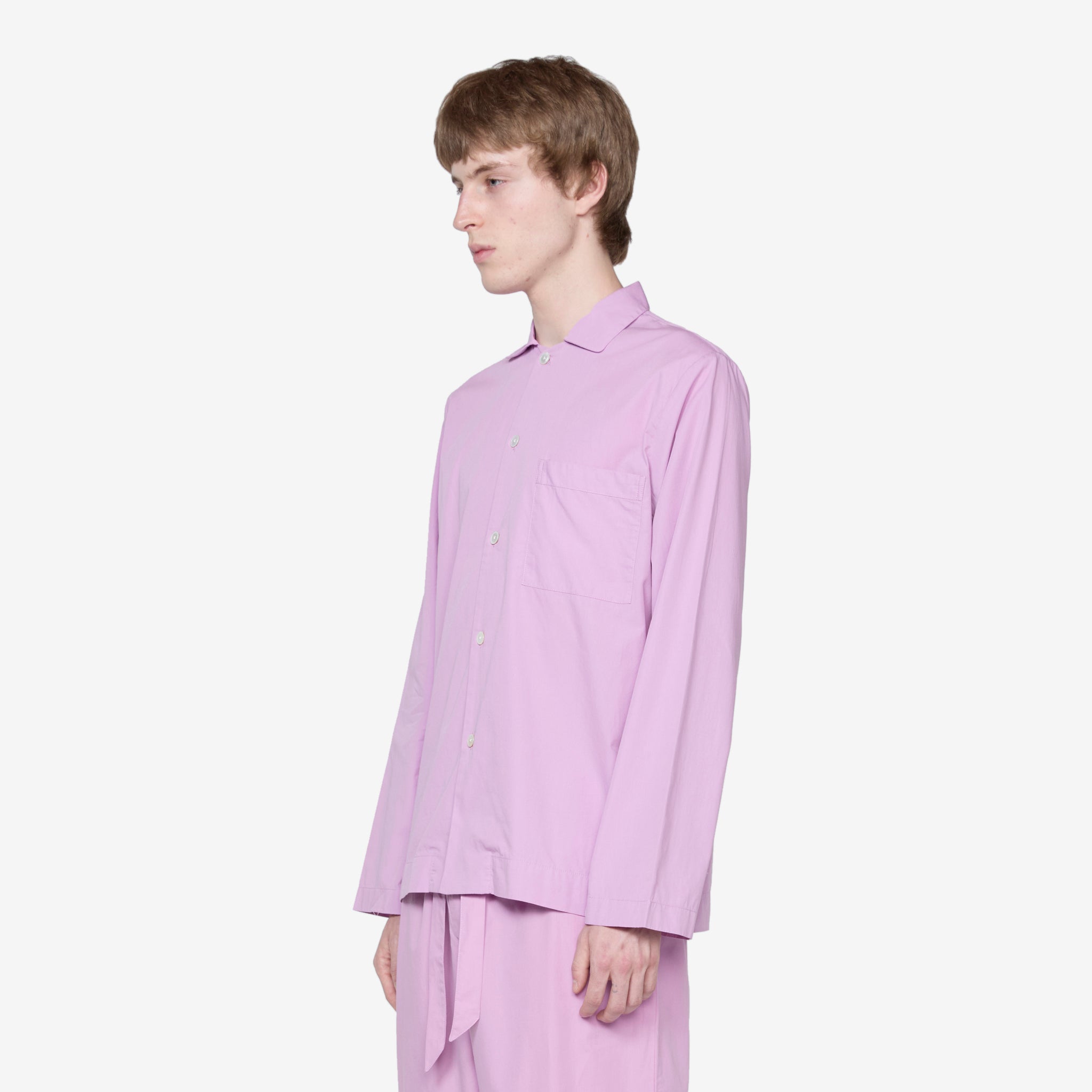 Premium Cotton Poplin Pajama Shirt for Women - Soft & Breathable Sleepwear in Purple & Pink - Perfect for Nighttime Comfort & Lounge Wear