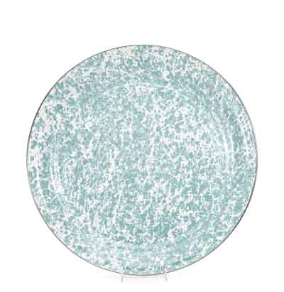 Sea Glass Swirl 15.5 Inch Enamelware Serving Tray - Elegant Beach-Themed Party Platter for Coastal Entertaining, Picnics & Home Decor