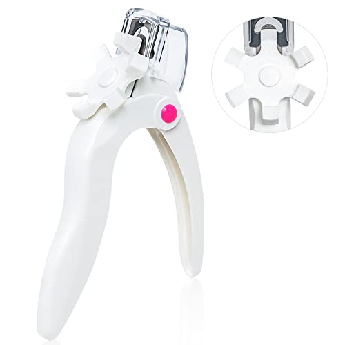 Professional Adjustable Stainless Steel Acrylic Nail Clippers with Measuring Gauge - False Nail Tip Trimmer & Cutter for Artificial Nails, Manicure Tools (White) | Perfect for Salon, Home Nail Art & DIY Manicures